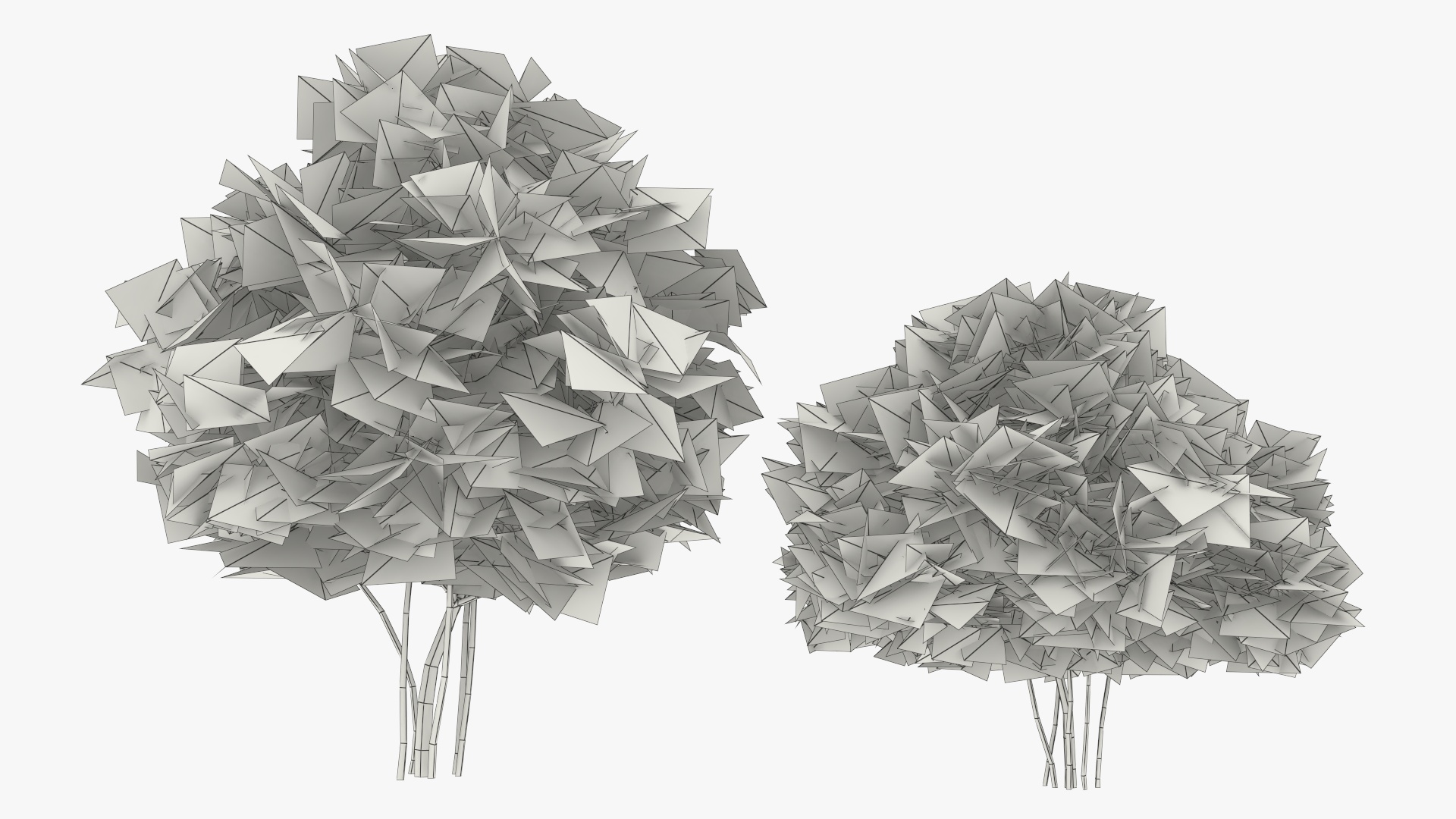 Low Poly Flowering Lilac Bushes Green, view 10