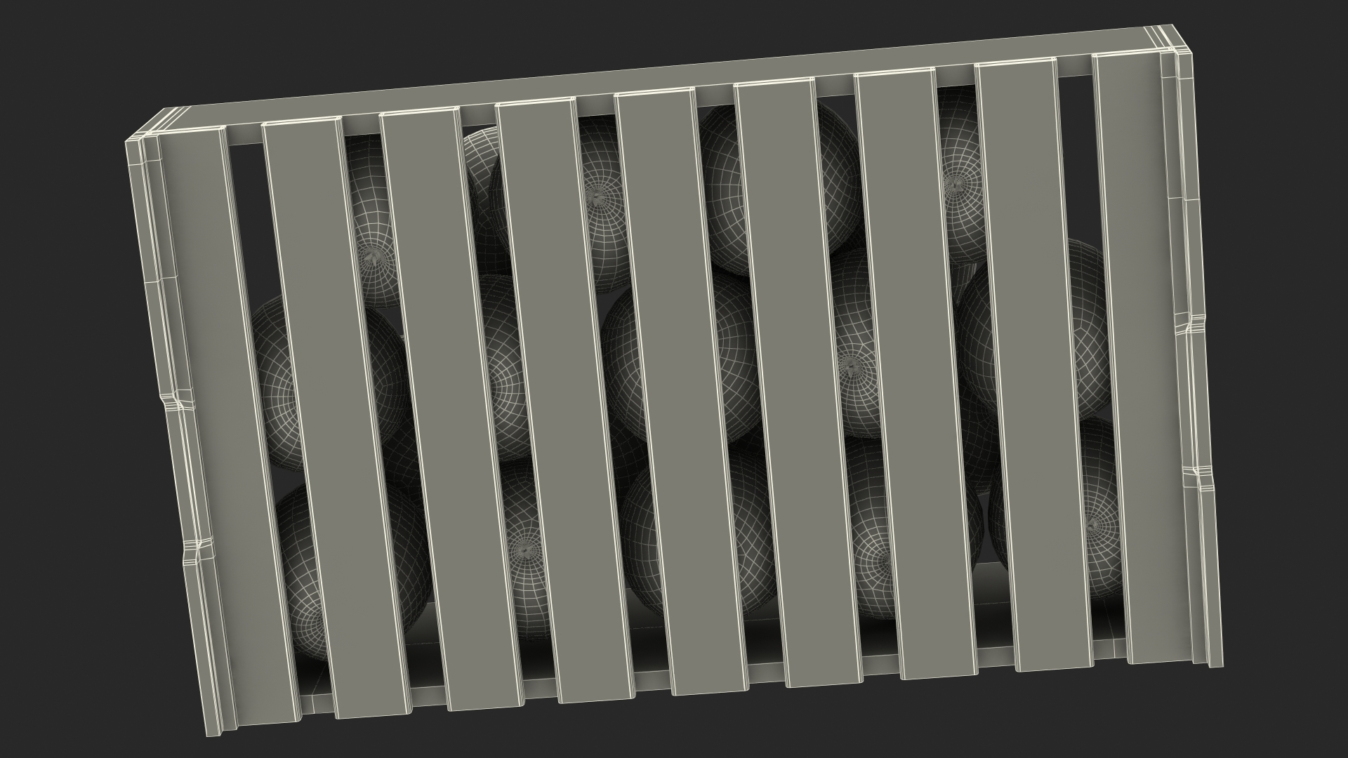 Beech Wood Rack With Apples 3D