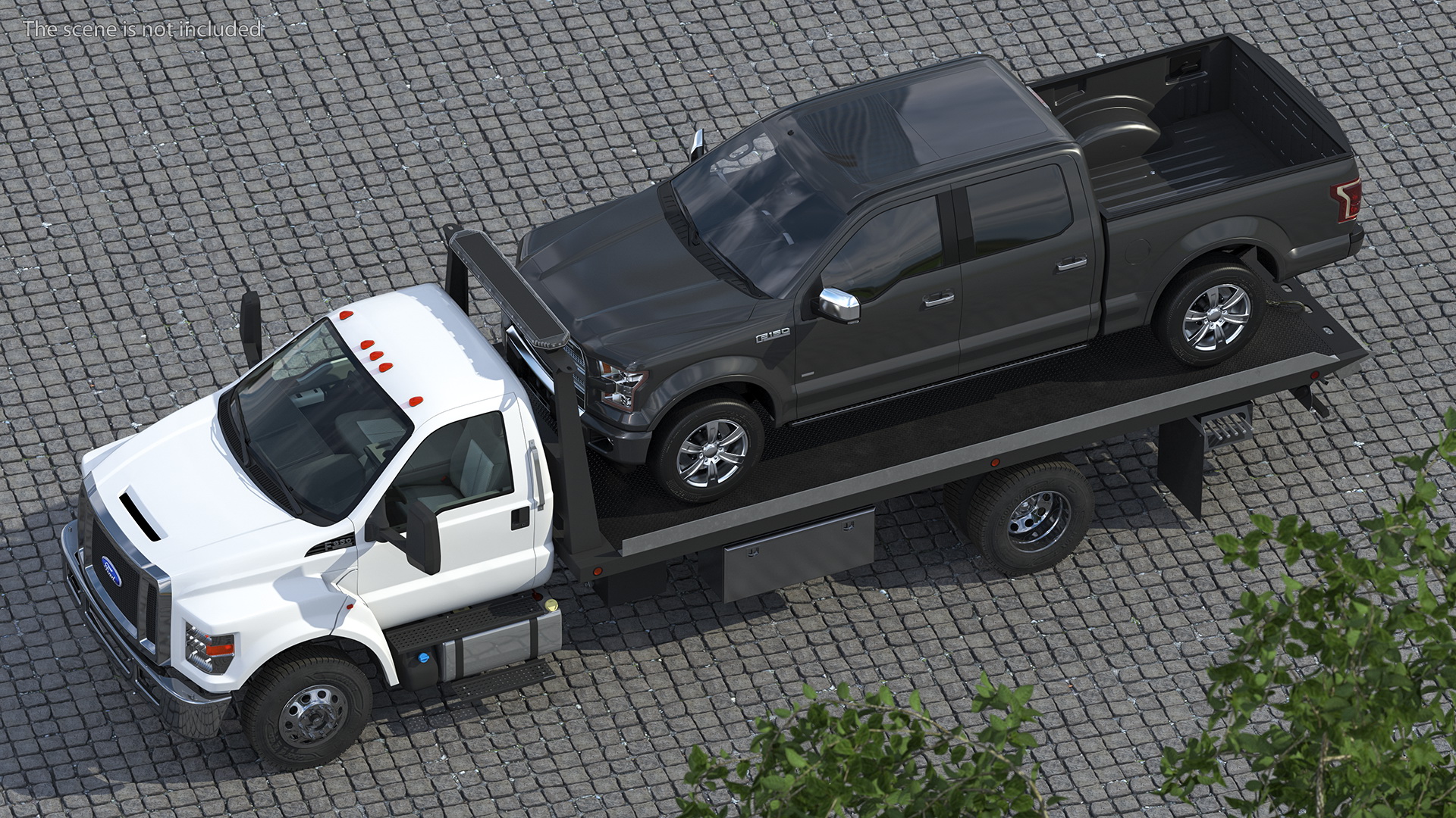 Ford F650 Tow Truck with Ford F 150 SuperCrew Rigged 3D