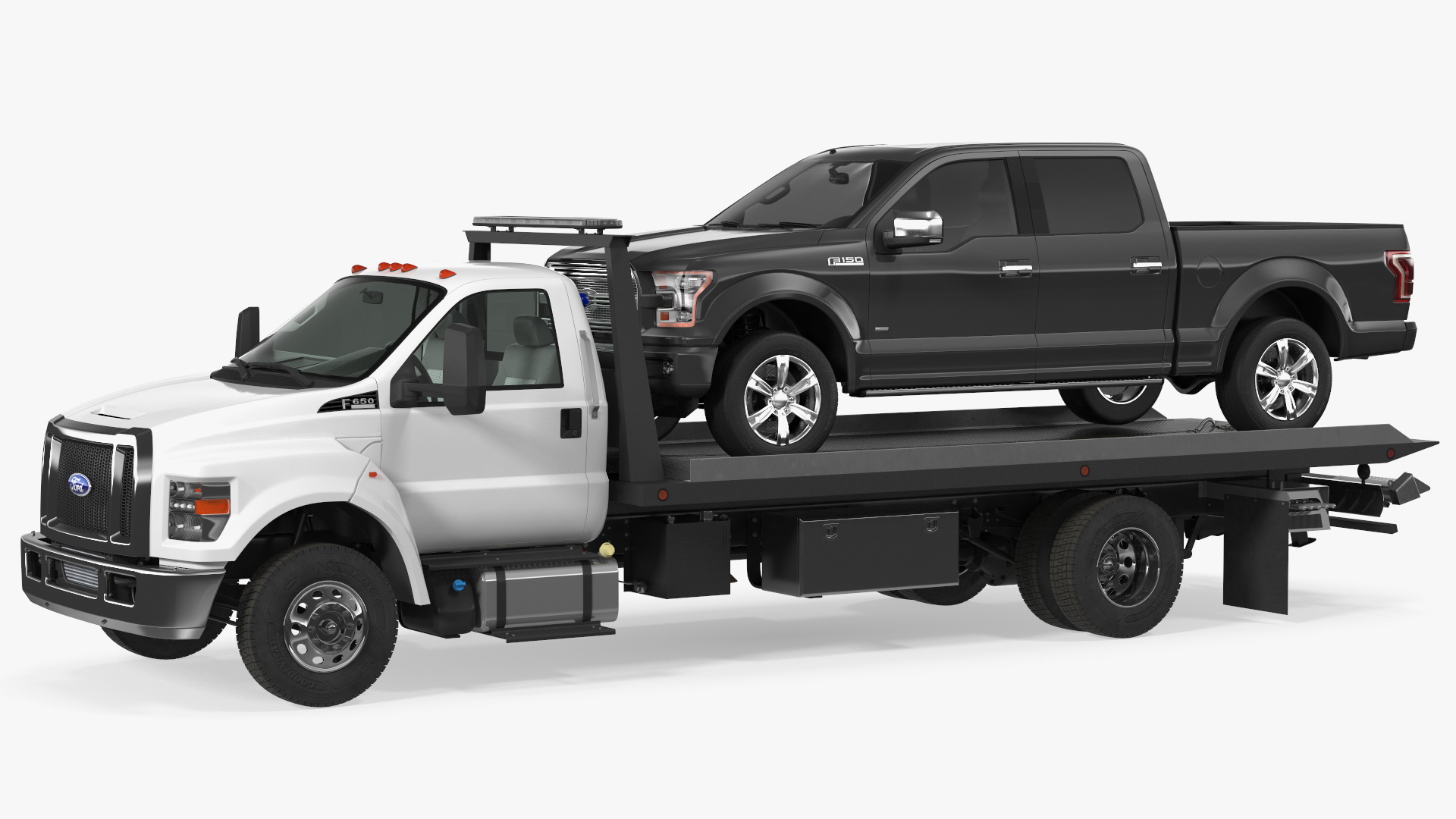Ford F650 Tow Truck with Ford F 150 SuperCrew Rigged 3D