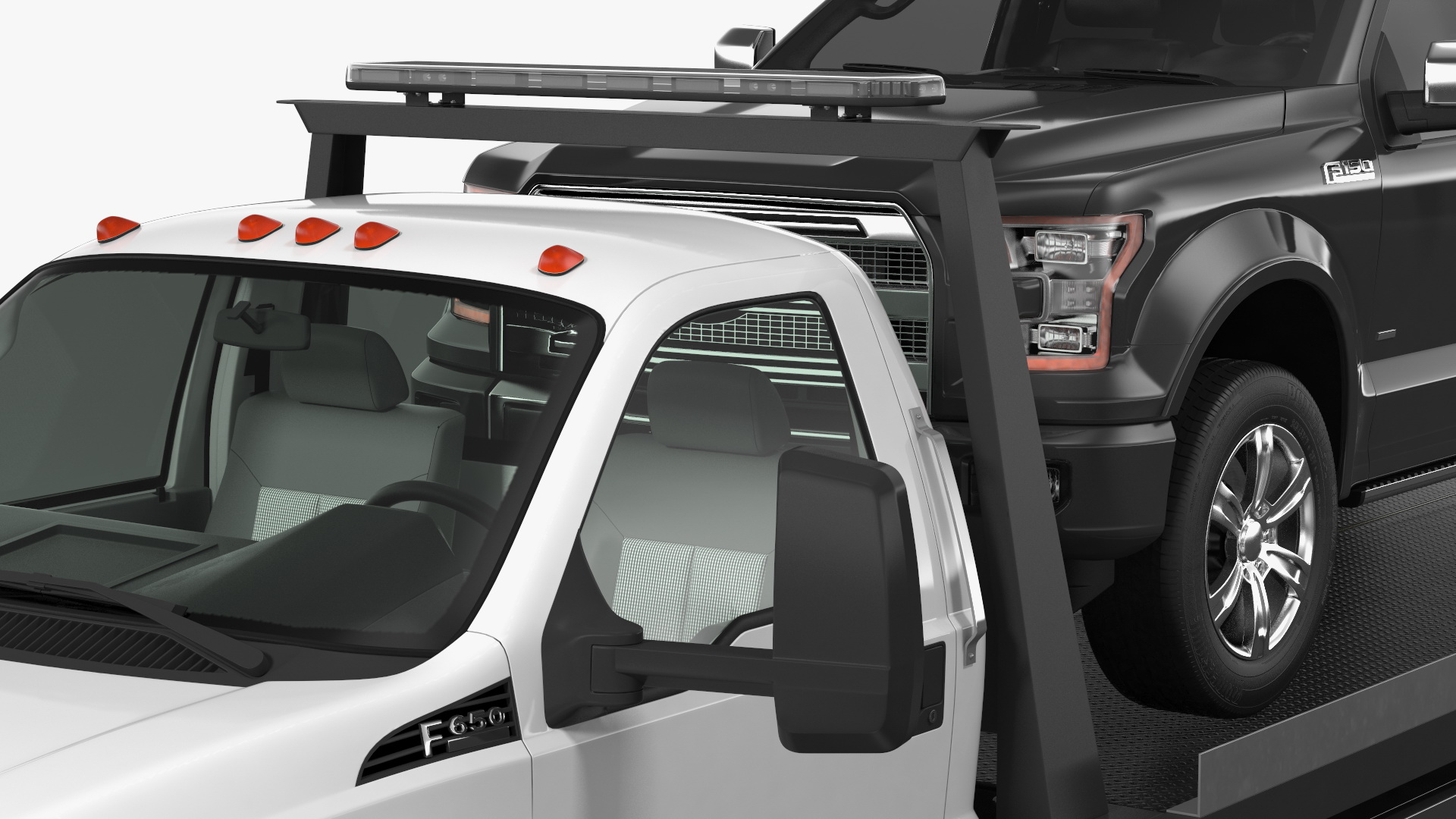 Ford F650 Tow Truck with Ford F 150 SuperCrew Rigged 3D