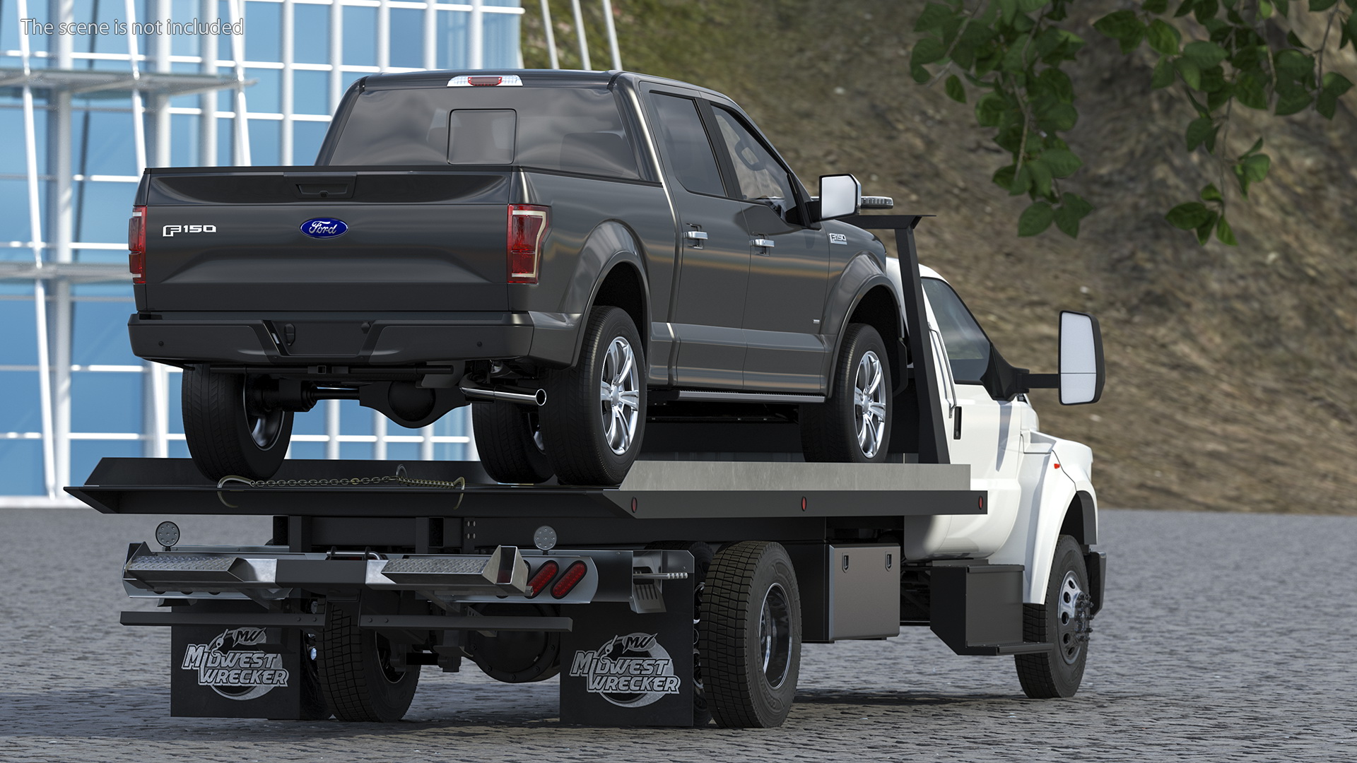 Ford F650 Tow Truck with Ford F 150 SuperCrew Rigged 3D