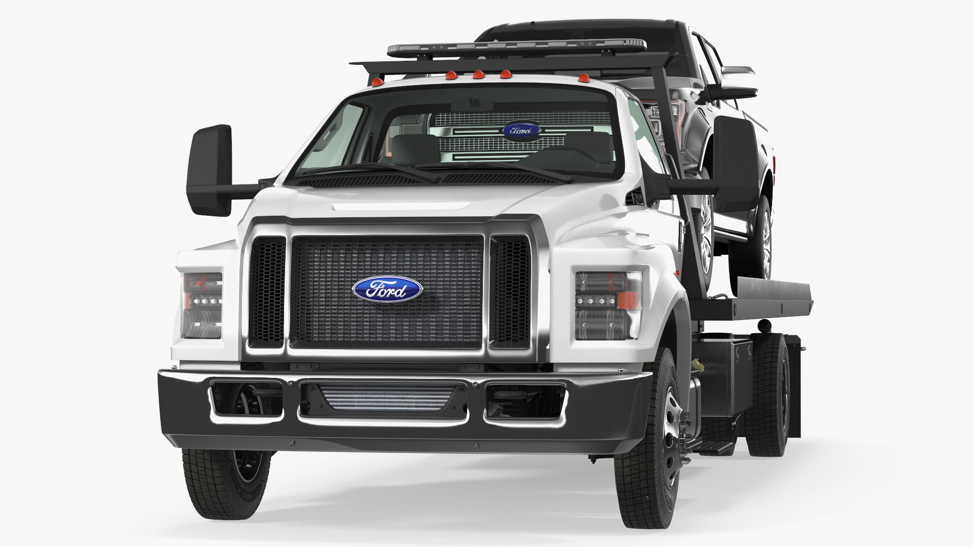 Ford F650 Tow Truck with Ford F 150 SuperCrew Rigged 3D