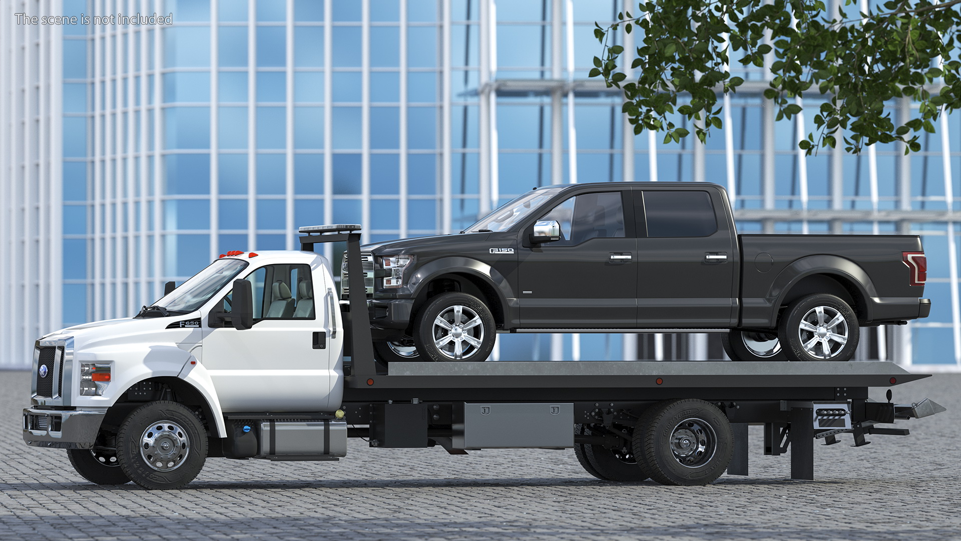 Ford F650 Tow Truck with Ford F 150 SuperCrew Rigged 3D