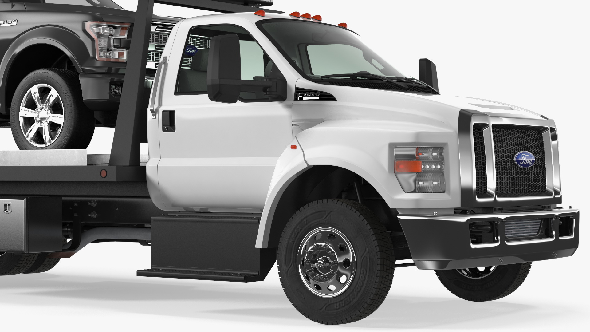 Ford F650 Tow Truck with Ford F 150 SuperCrew Rigged 3D
