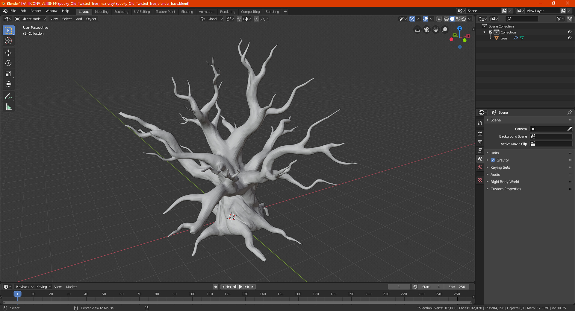 3D Spooky Old Twisted Tree model
