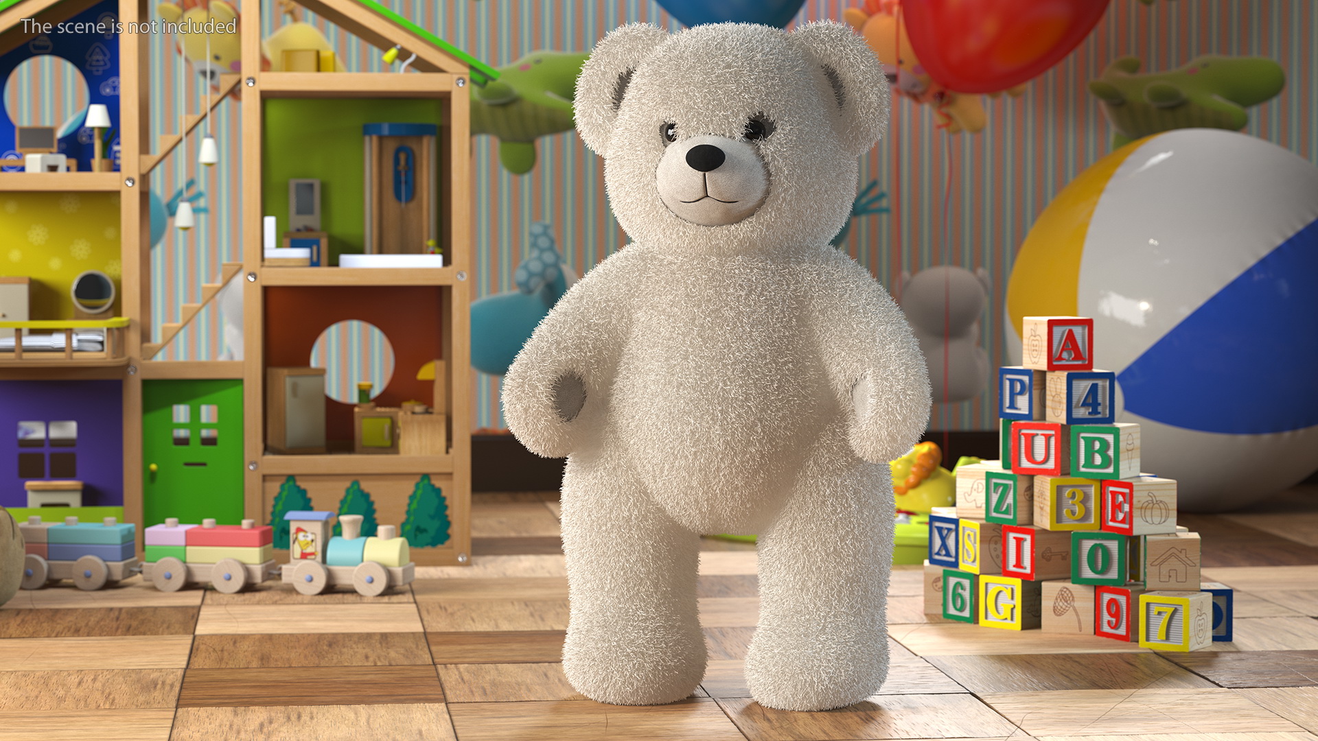 3D Teddy Bear Light Color Fur
