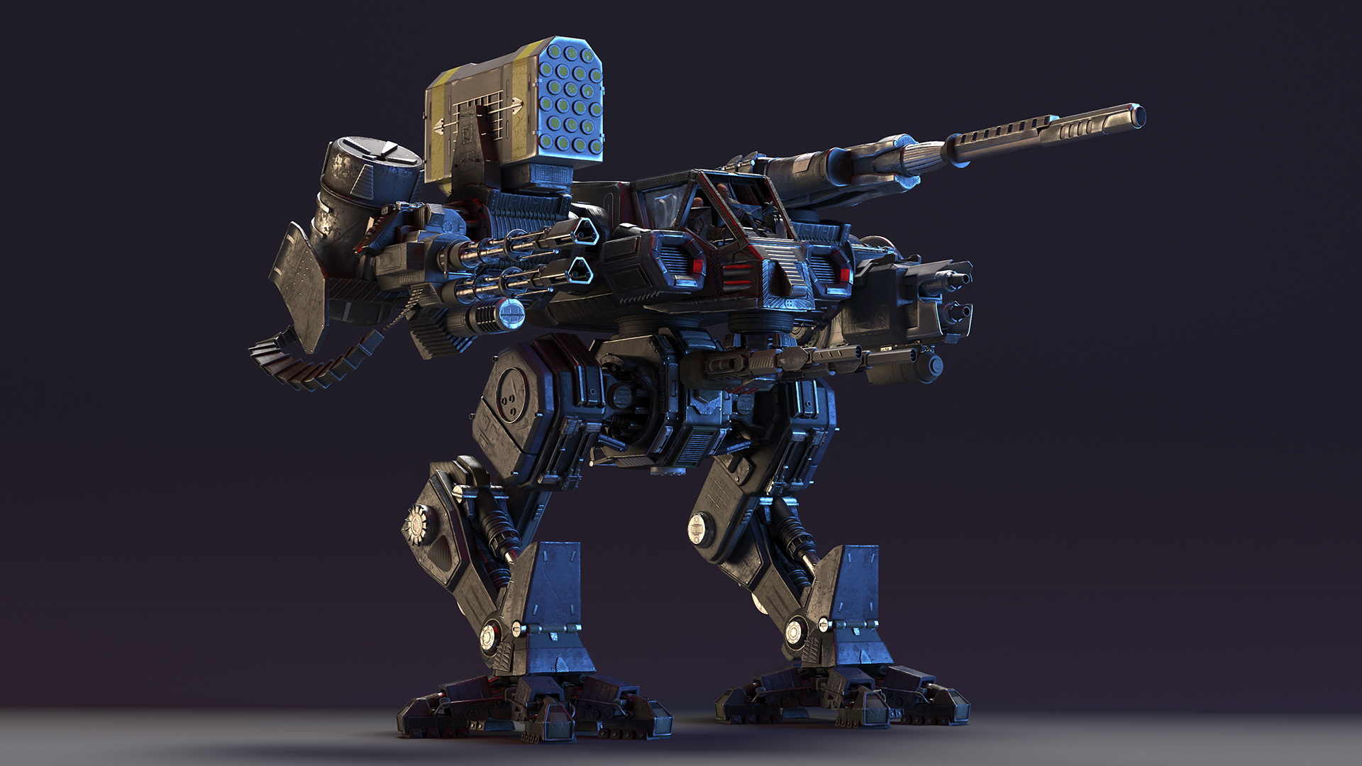Giant Walking War Machine Rigged 3D