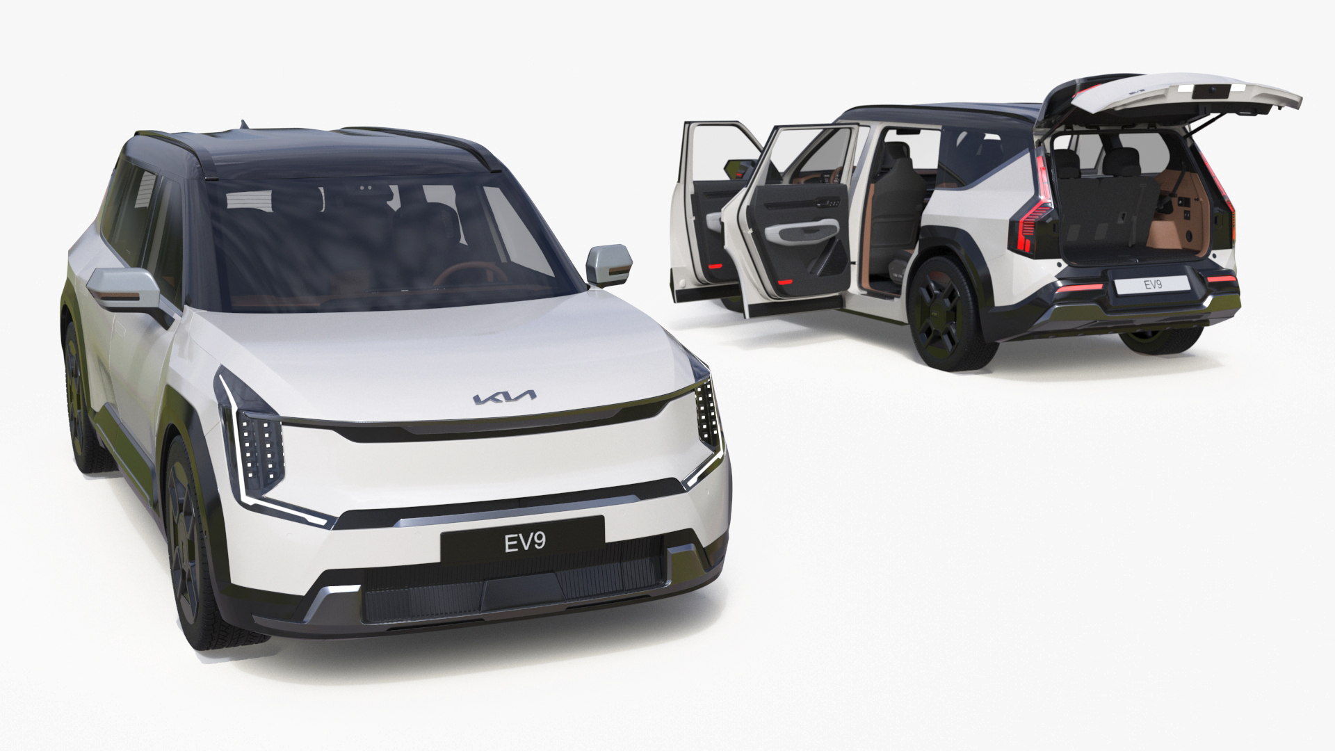 3D KIA EV9 Luxury Electric SUV Black and White model
