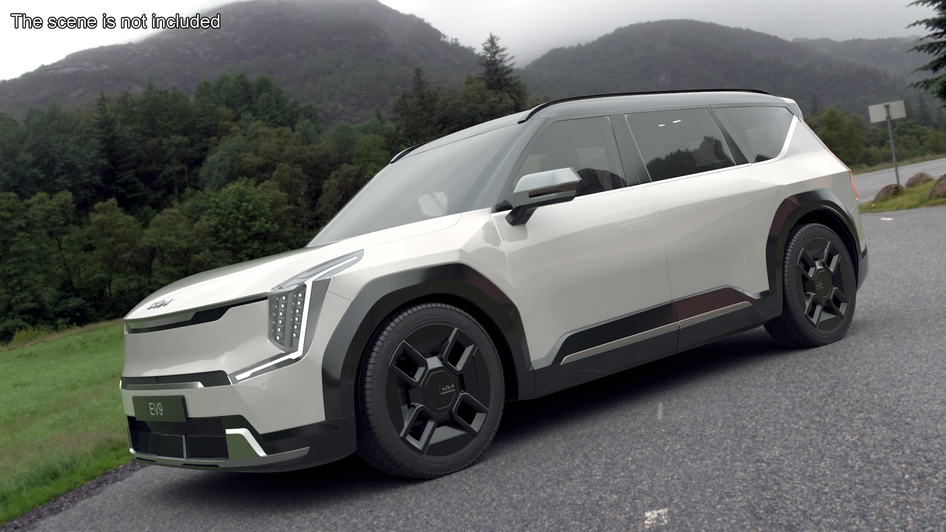 3D KIA EV9 Luxury Electric SUV Black and White model