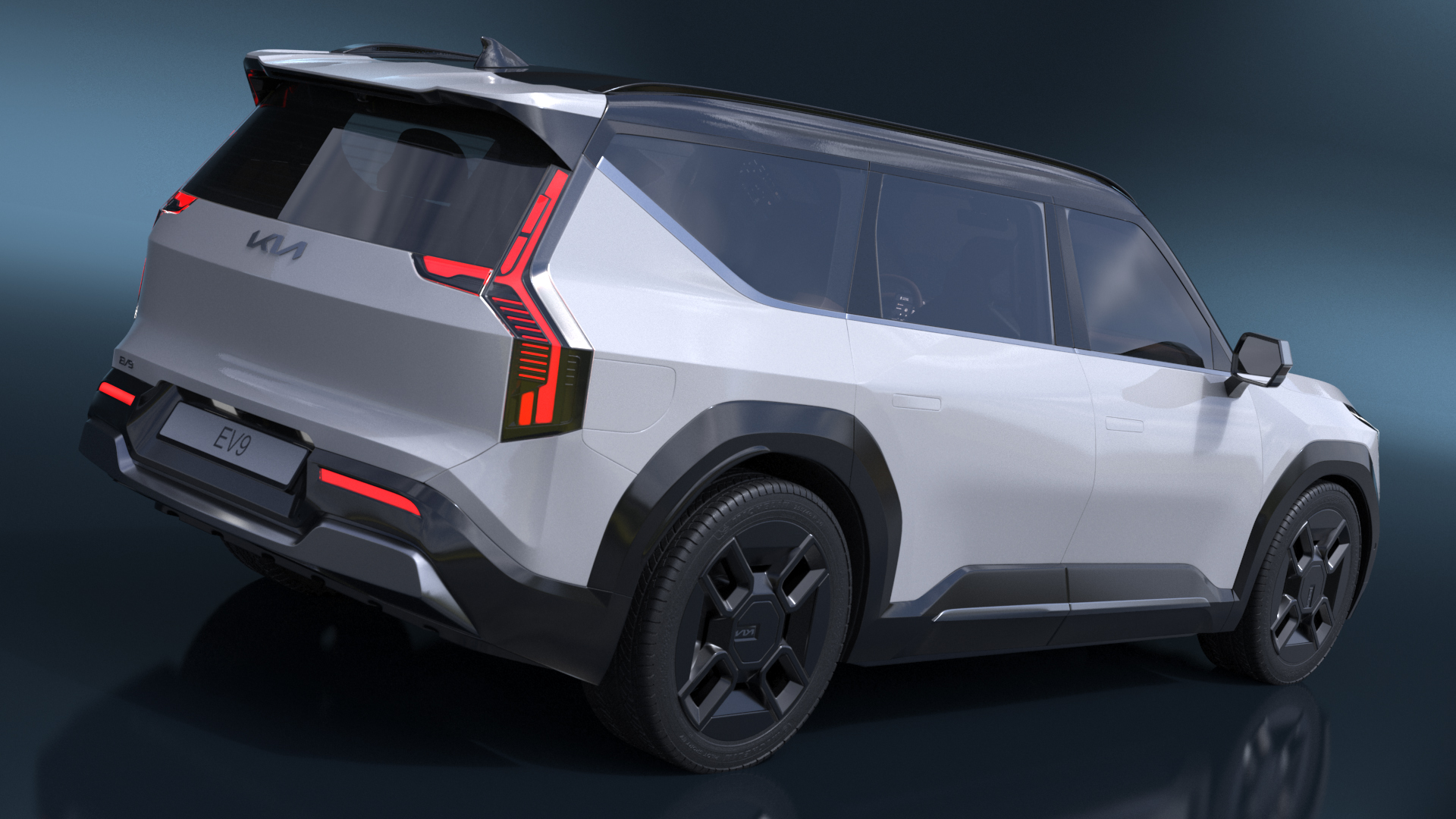 3D KIA EV9 Luxury Electric SUV Black and White model