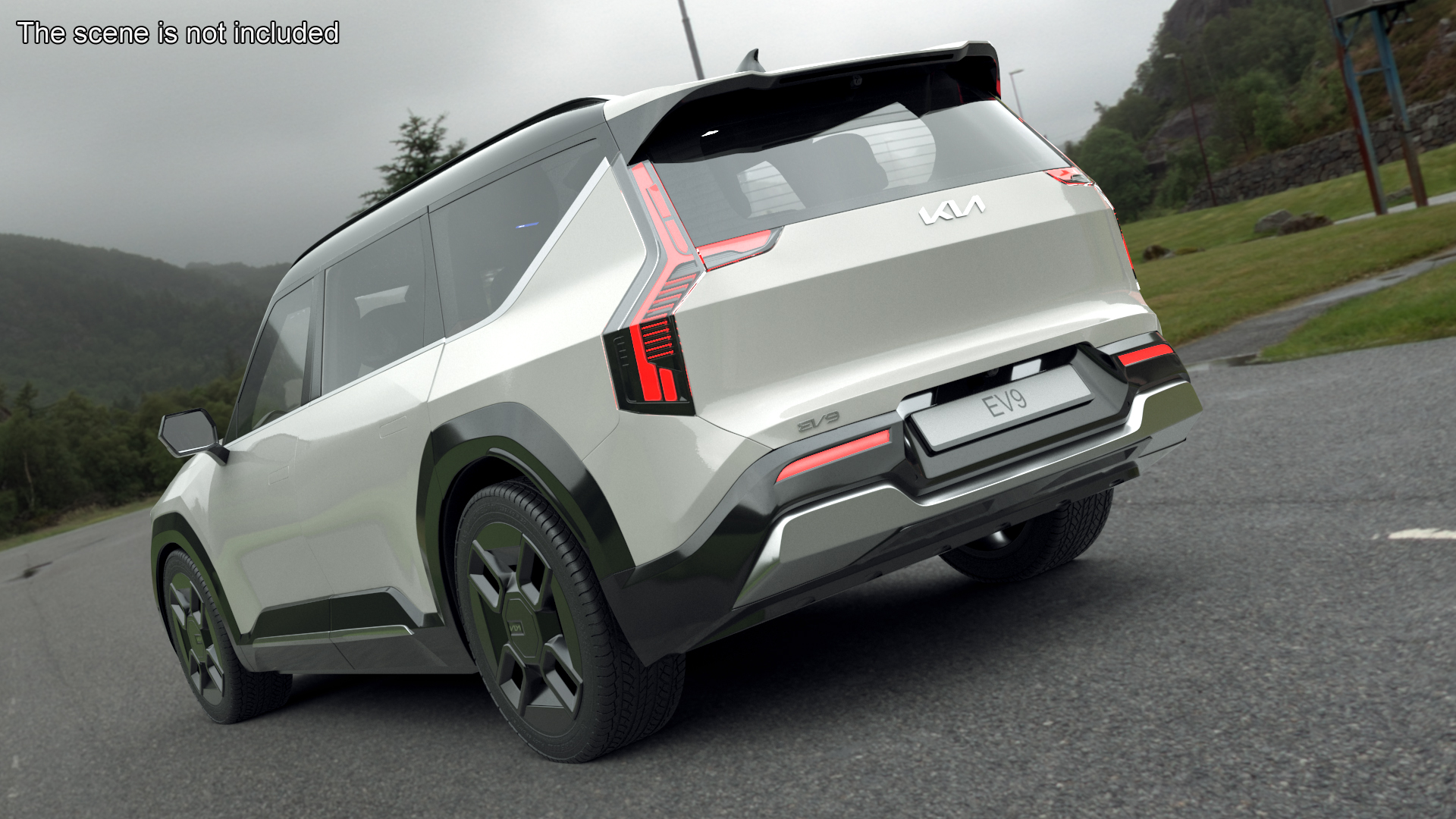 3D KIA EV9 Luxury Electric SUV Black and White model