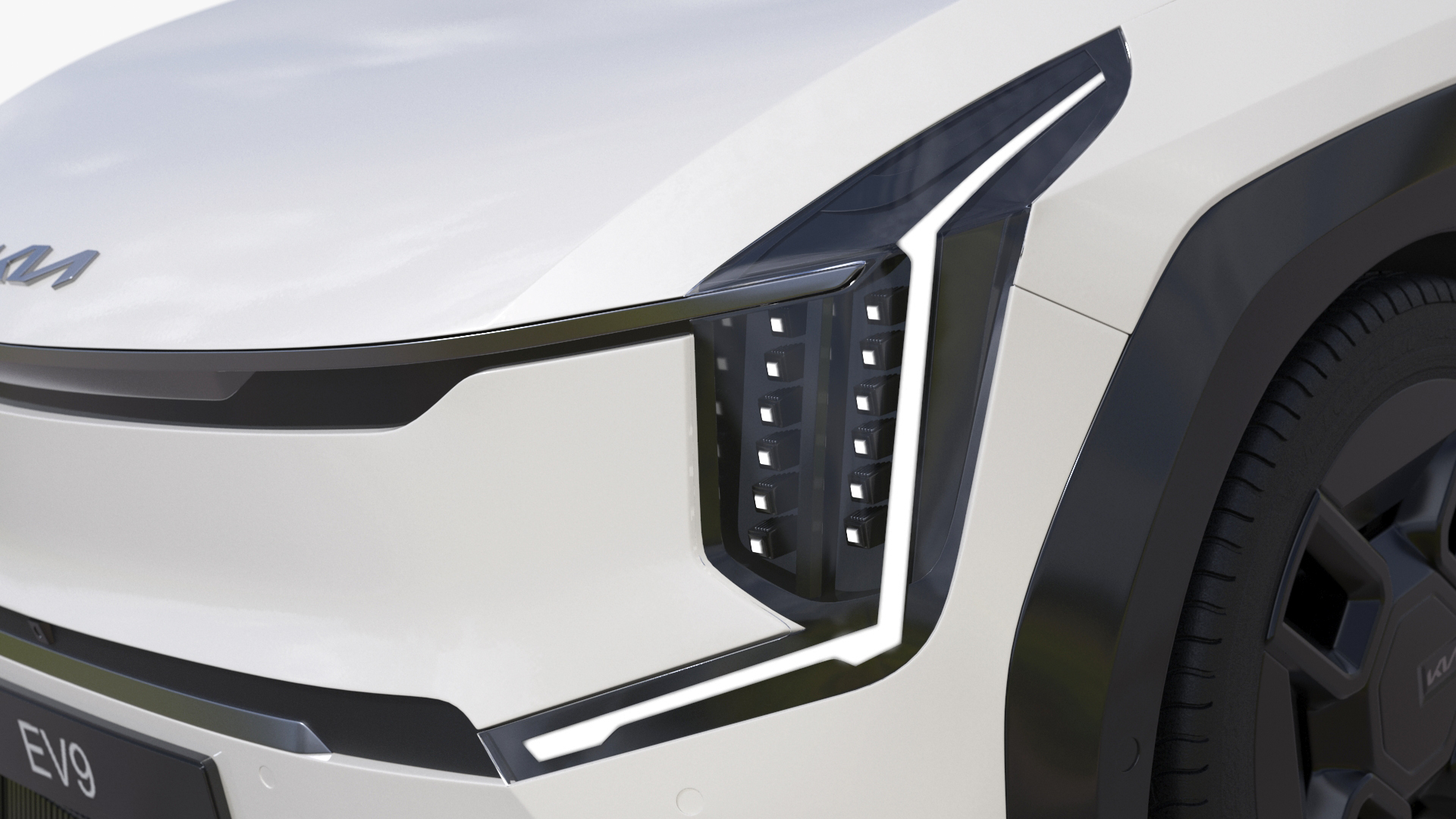 3D KIA EV9 Luxury Electric SUV Black and White model
