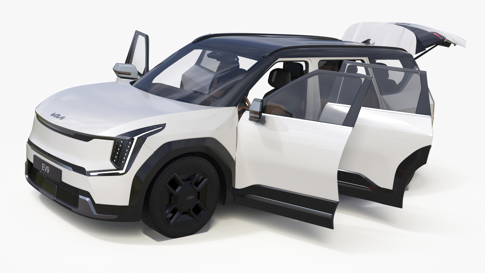 3D KIA EV9 Luxury Electric SUV Black and White model