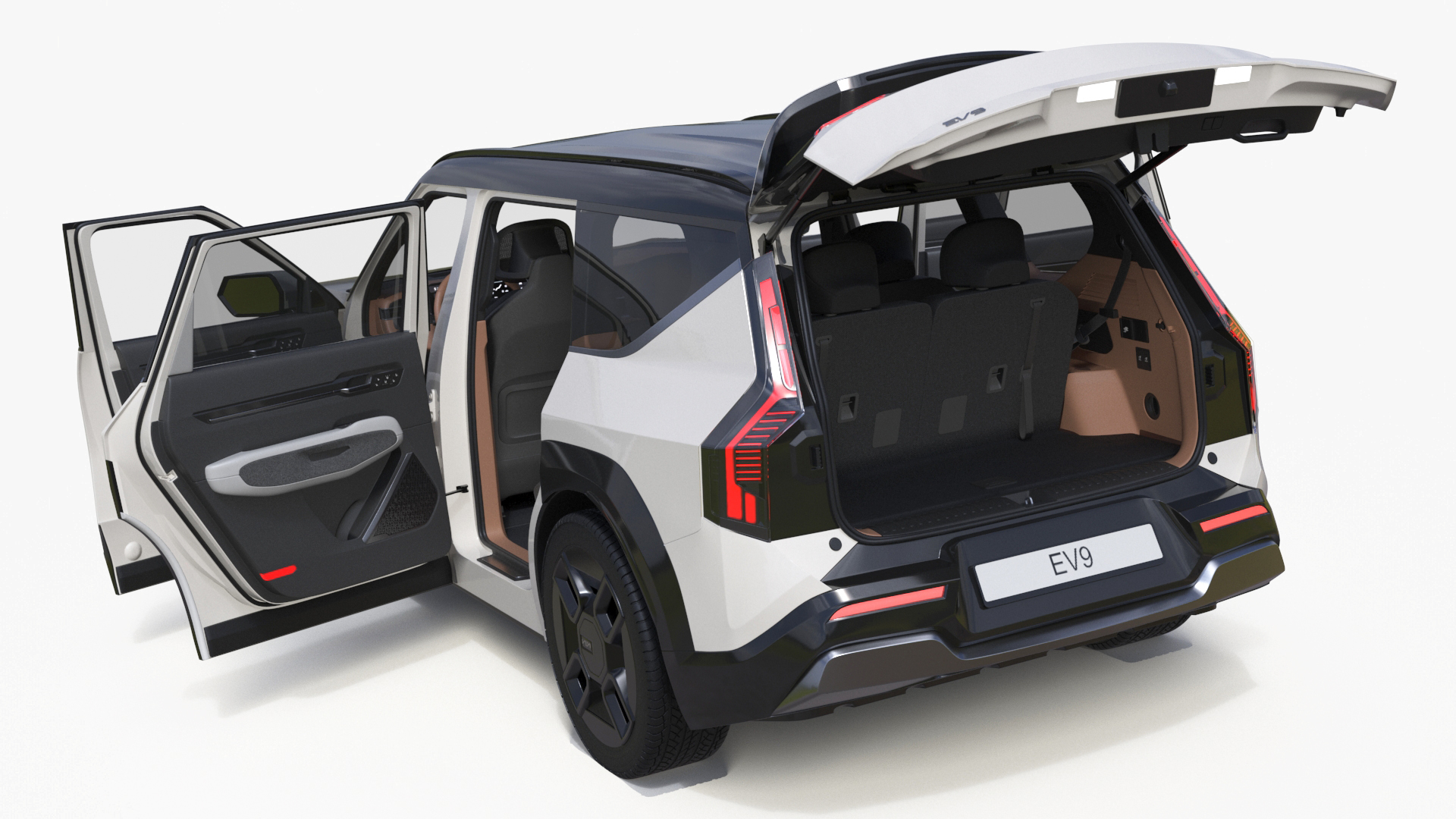 3D KIA EV9 Luxury Electric SUV Black and White model