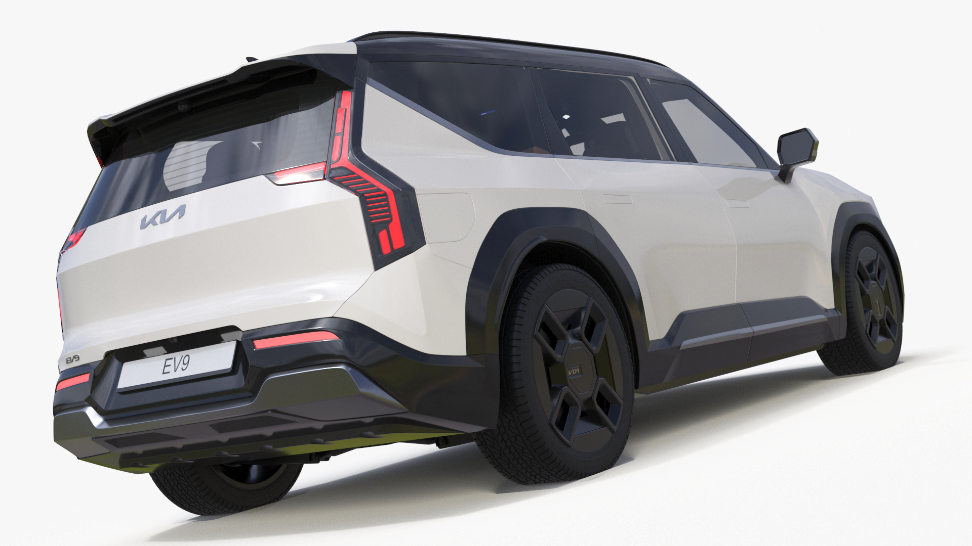 3D KIA EV9 Luxury Electric SUV Black and White model