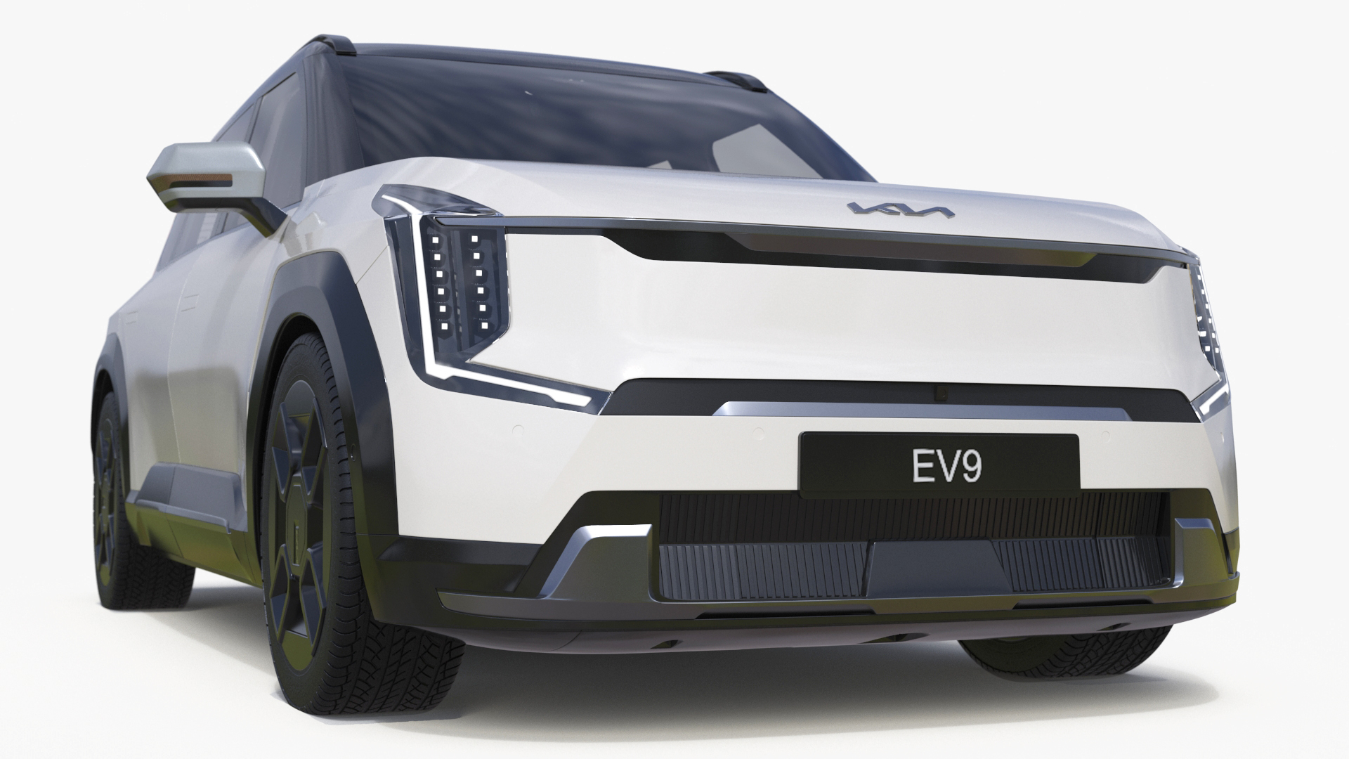 3D KIA EV9 Luxury Electric SUV Black and White model