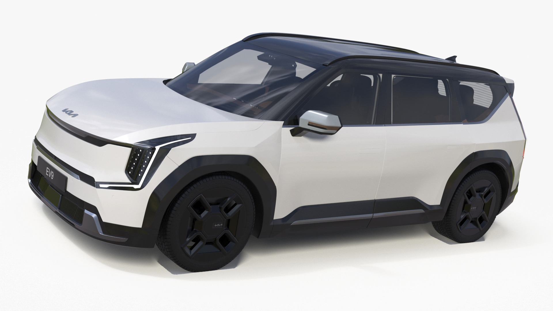 3D KIA EV9 Luxury Electric SUV Black and White model