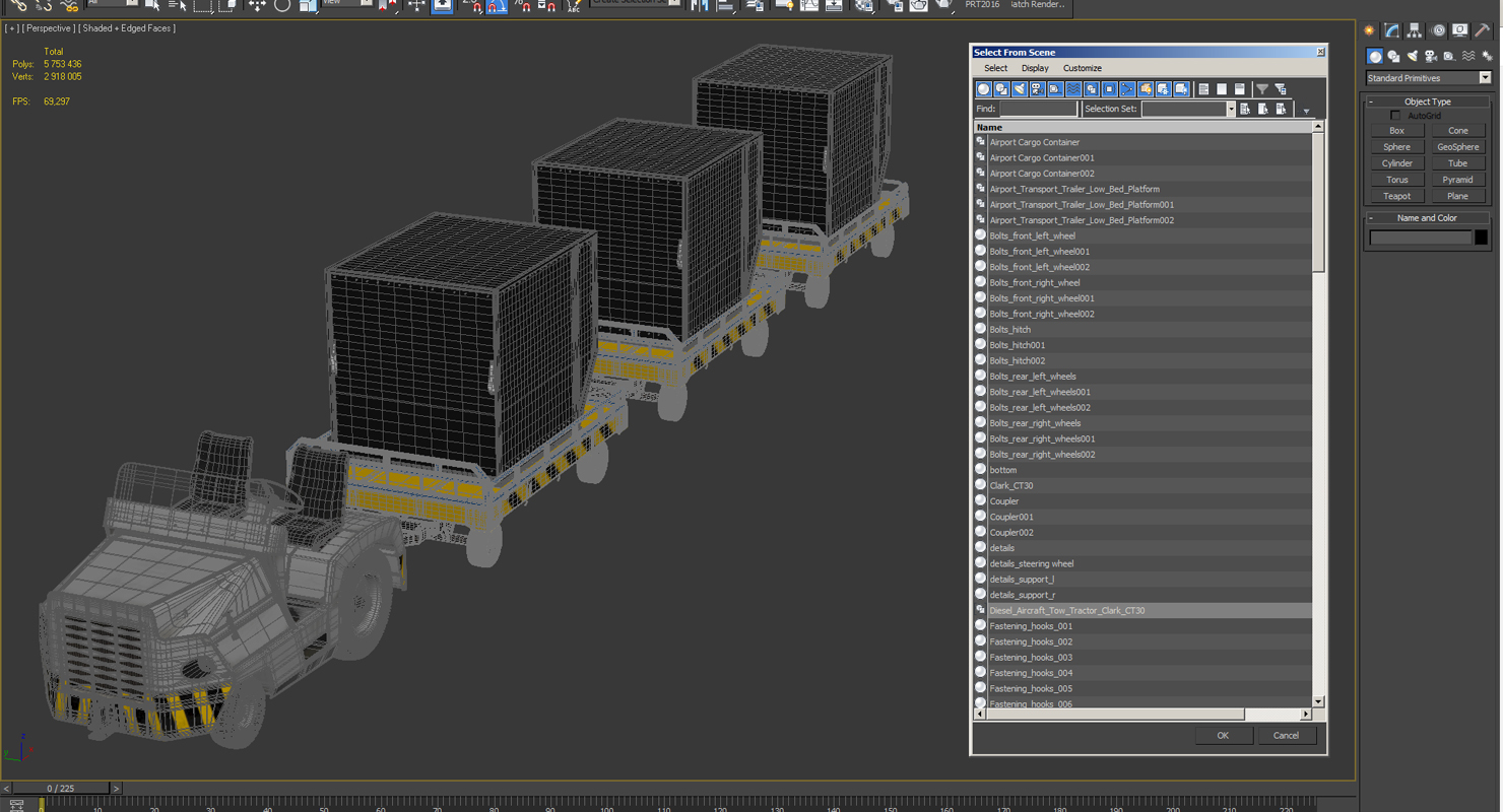 3D model Airport Tug Clark CT30 Carrying Passengers Luggage