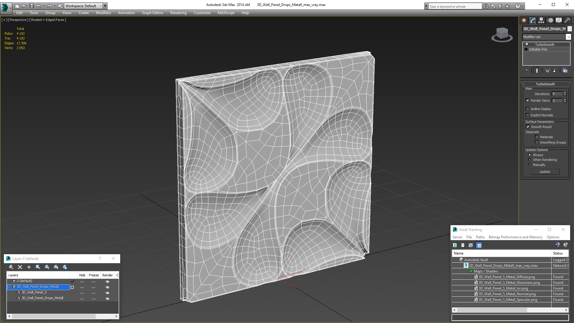 3D model 3D Wall Panel Drops Metal