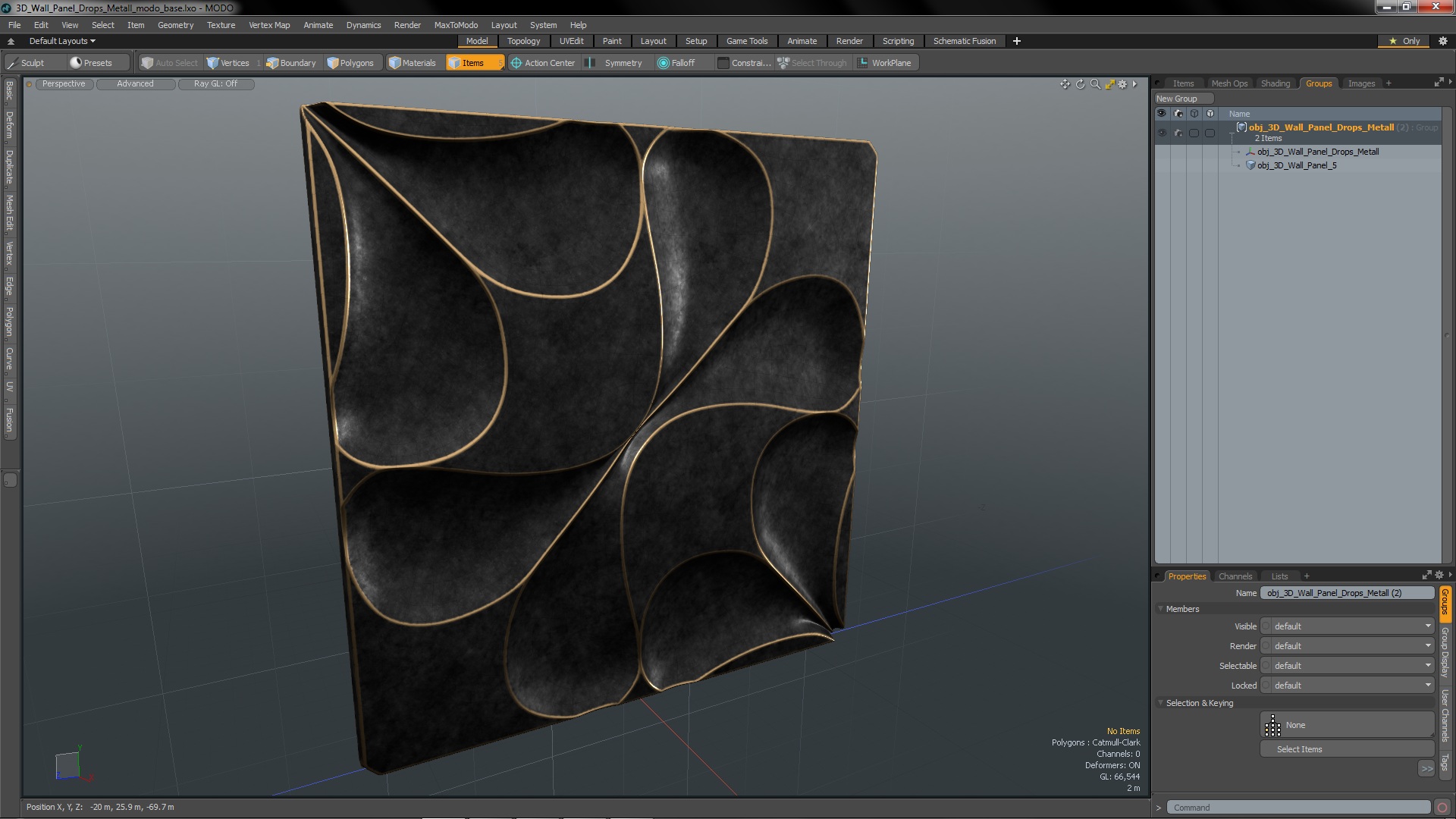 3D model 3D Wall Panel Drops Metal