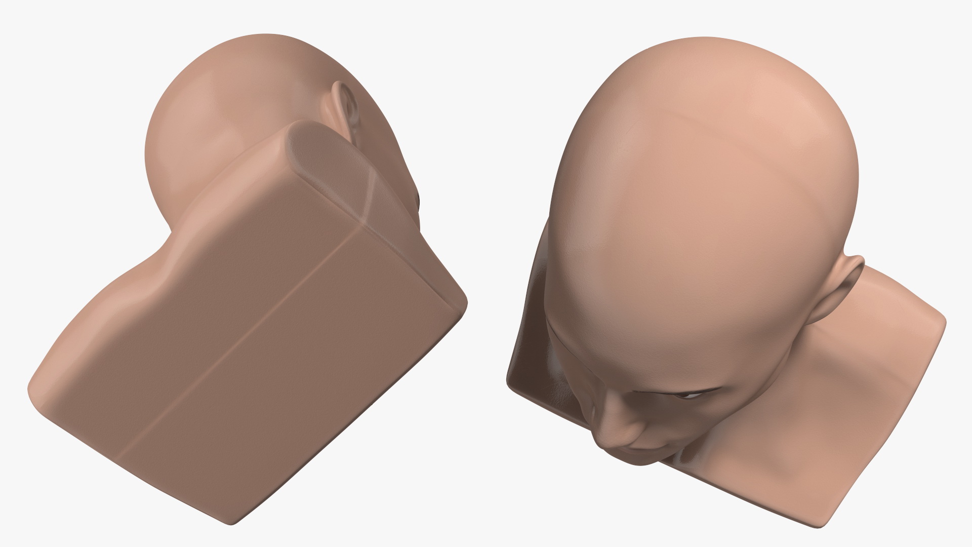 Nude Plastic Male Mannequin Head 3D