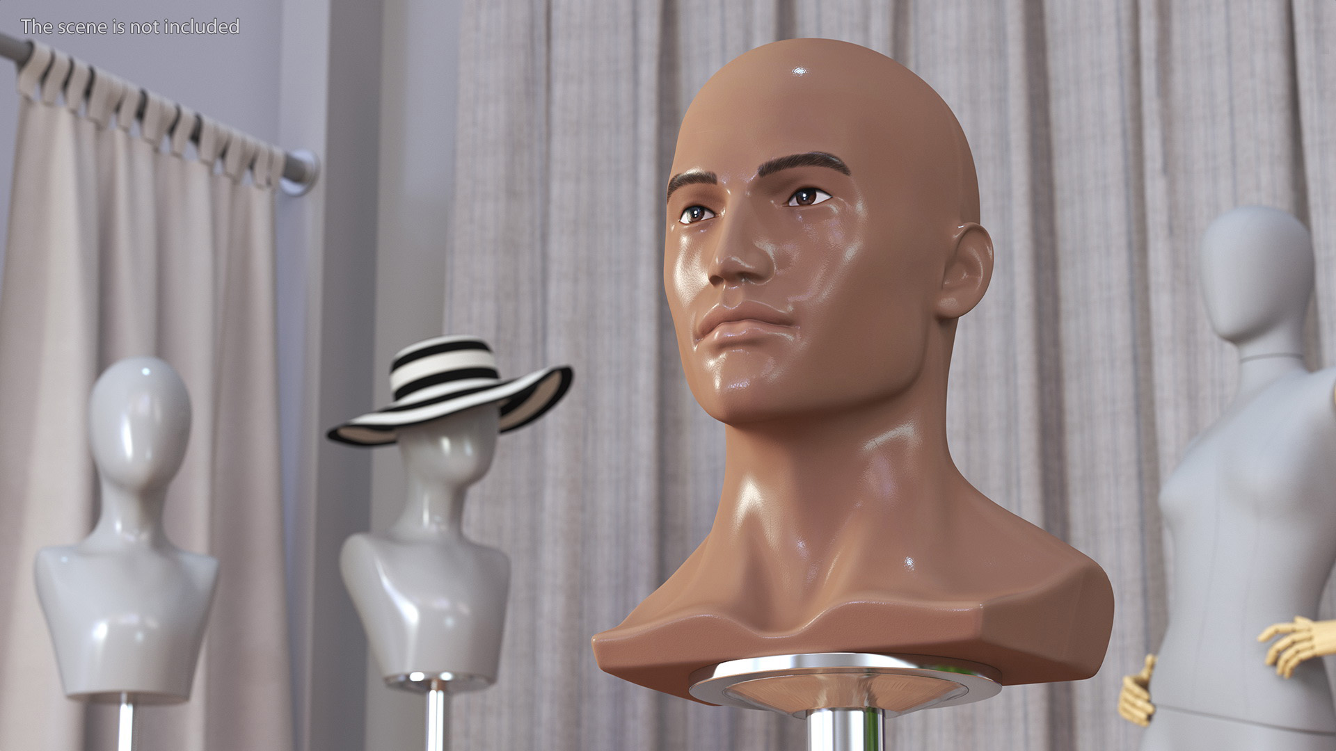 Nude Plastic Male Mannequin Head 3D