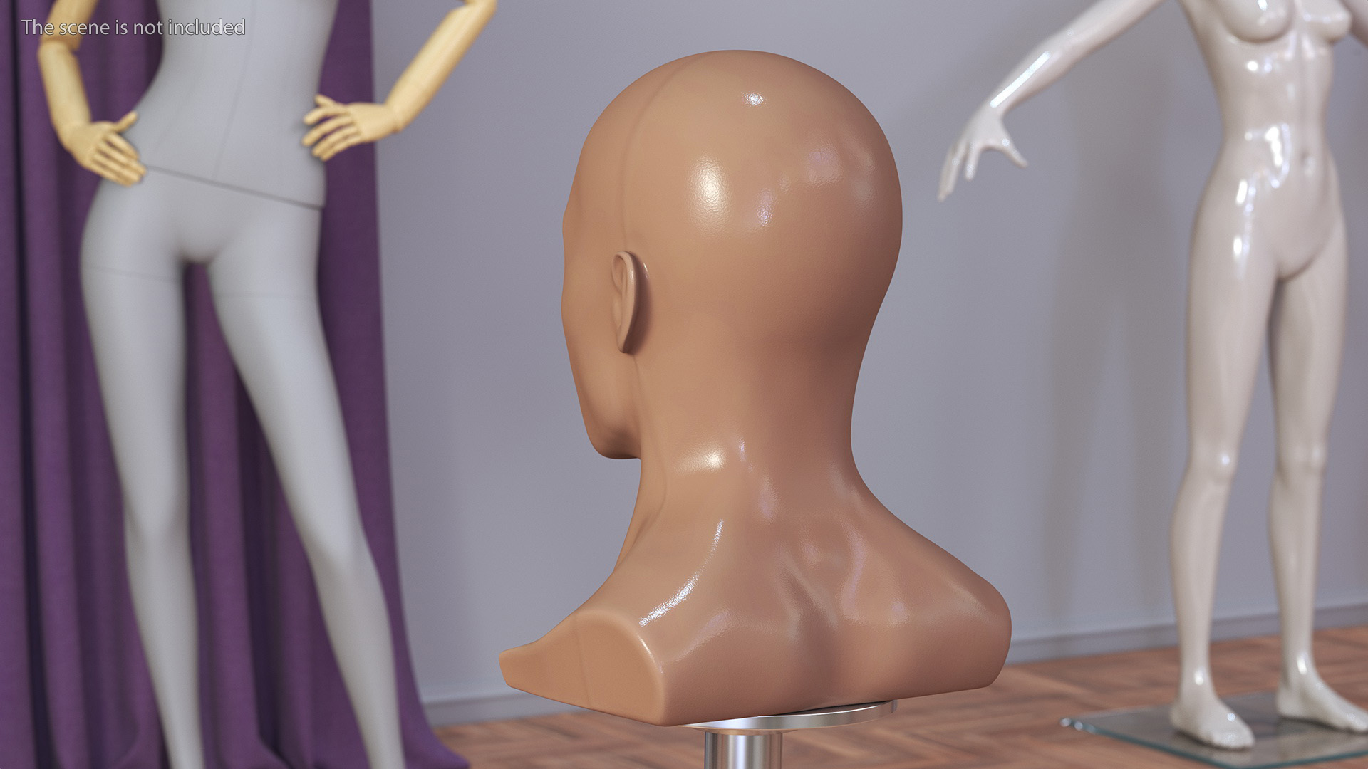 Nude Plastic Male Mannequin Head 3D