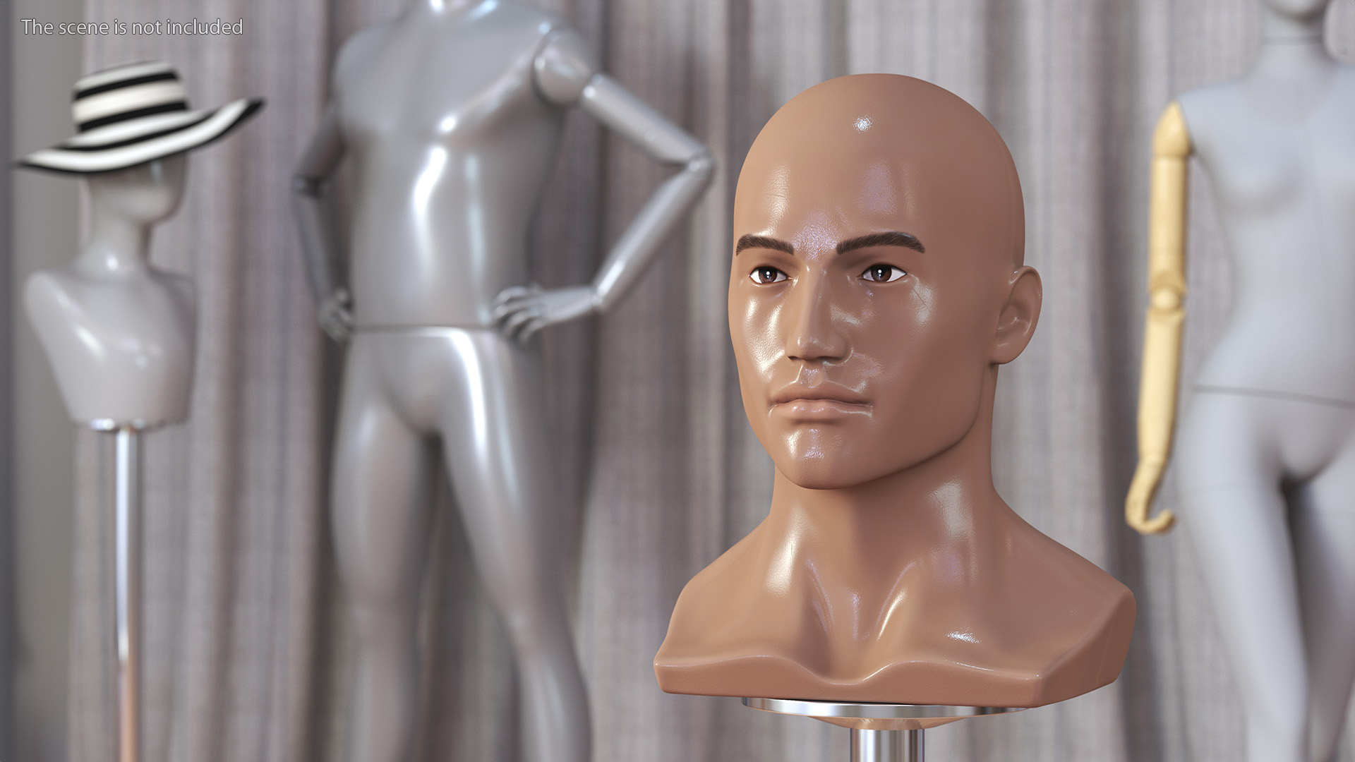 Nude Plastic Male Mannequin Head 3D