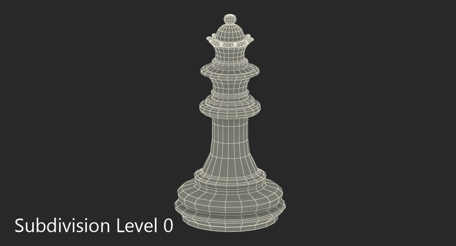 3D Wooden Chess Queen model