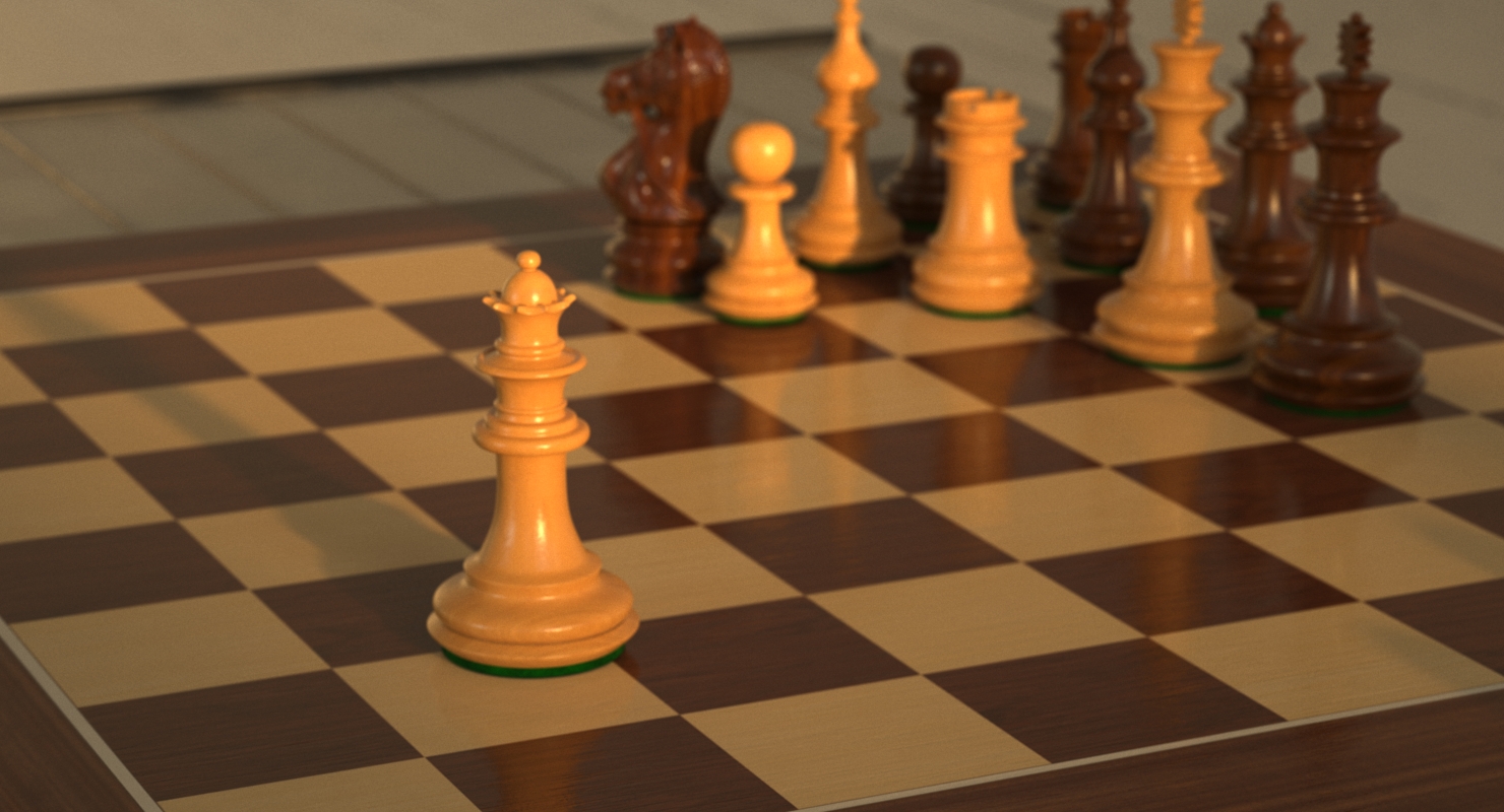 3D Wooden Chess Queen model
