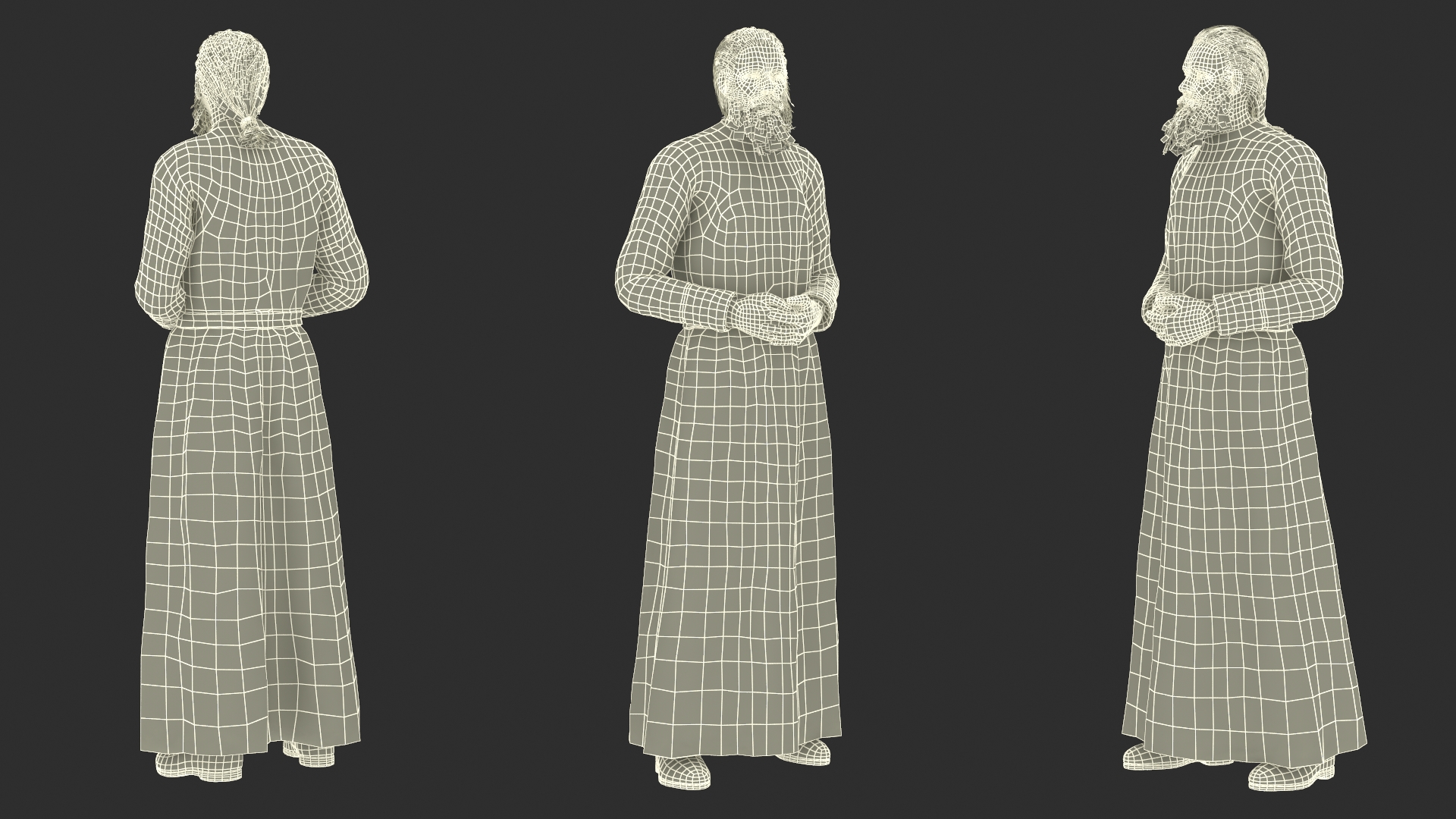 3D Monk of Orthodox Church Wearing Cassock Standing model
