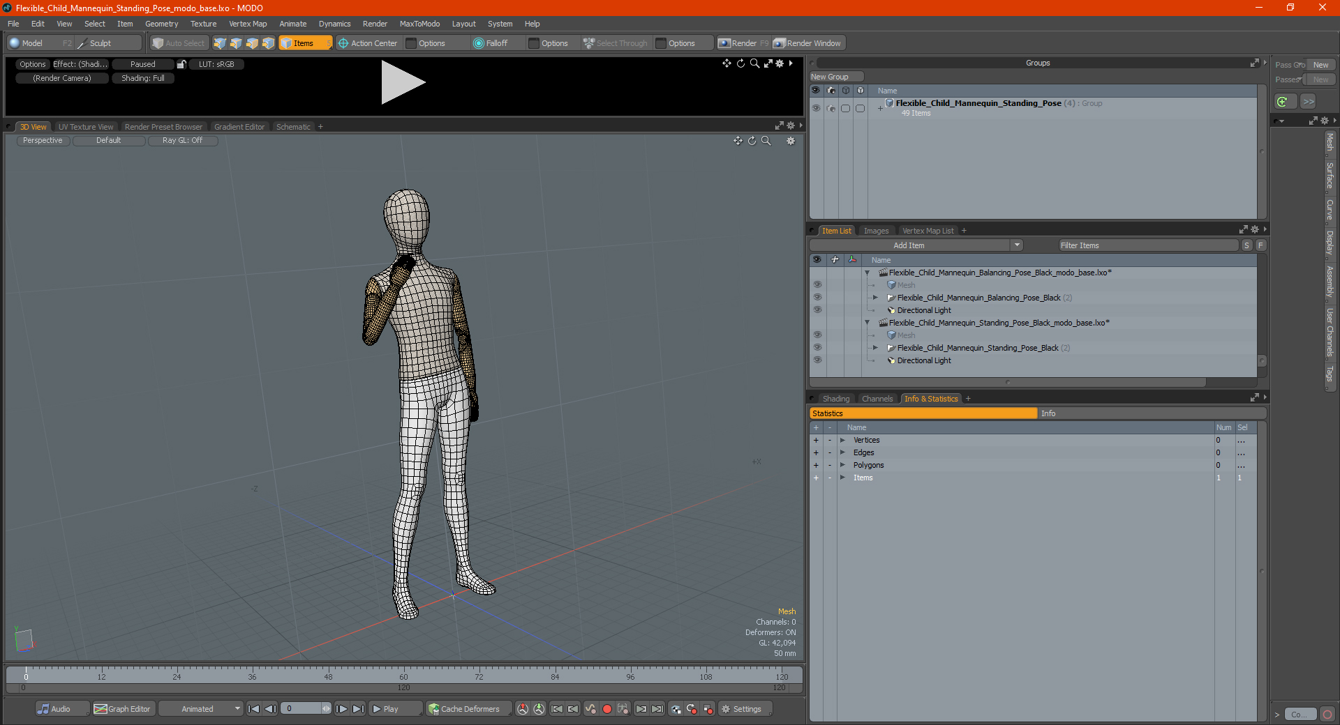 3D Flexible Child Mannequin Standing Pose model