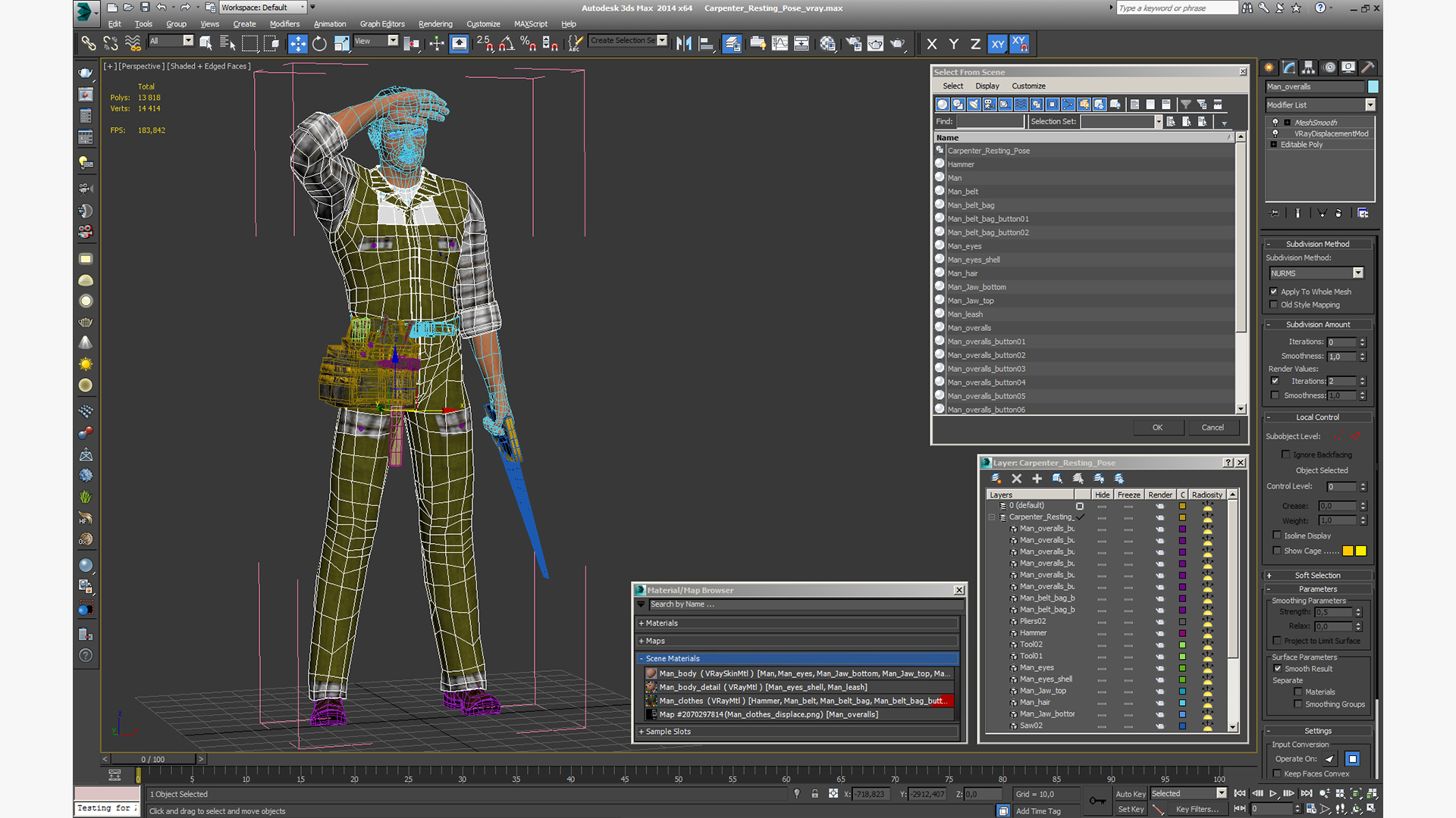 Carpenter Resting Pose 3D