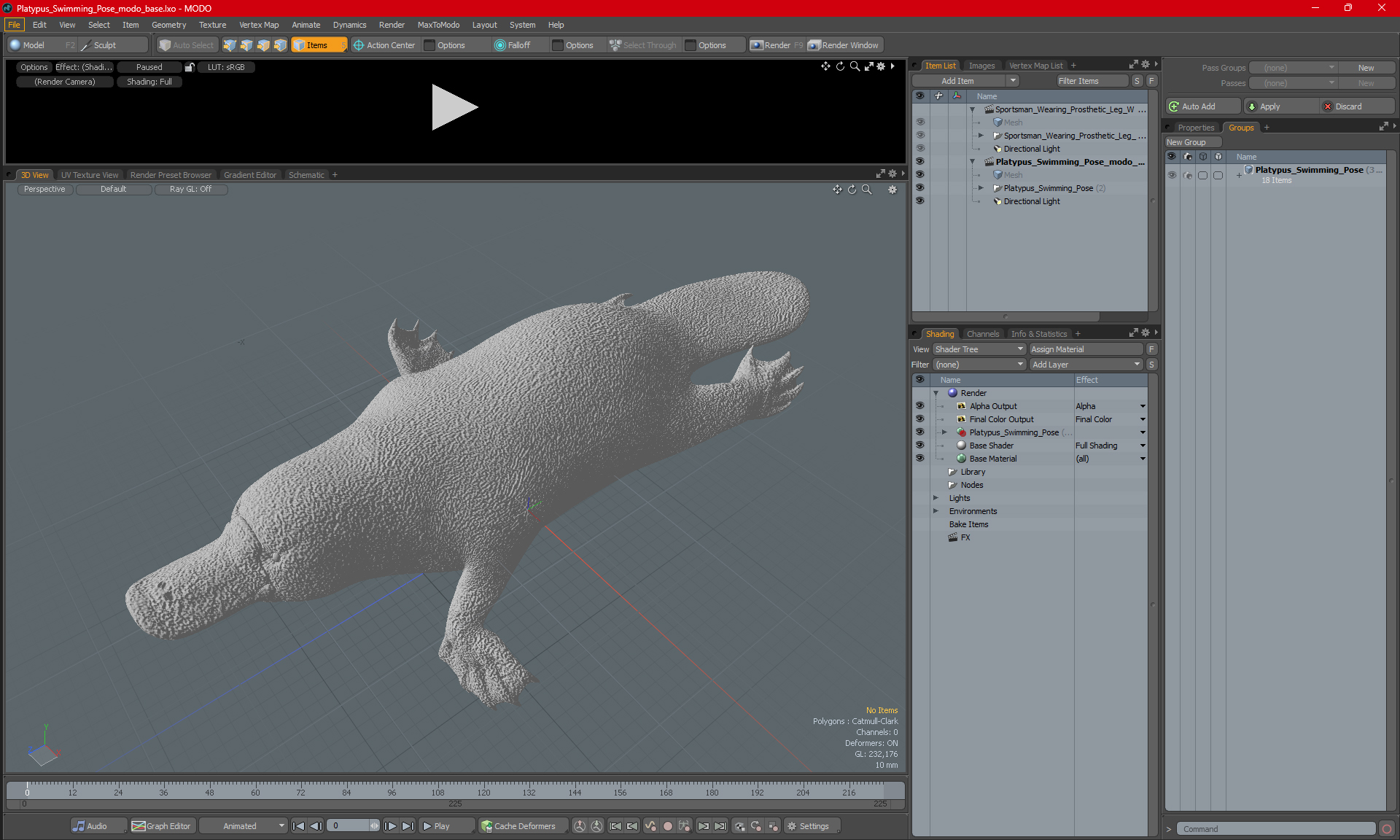 Platypus Swimming Pose 3D