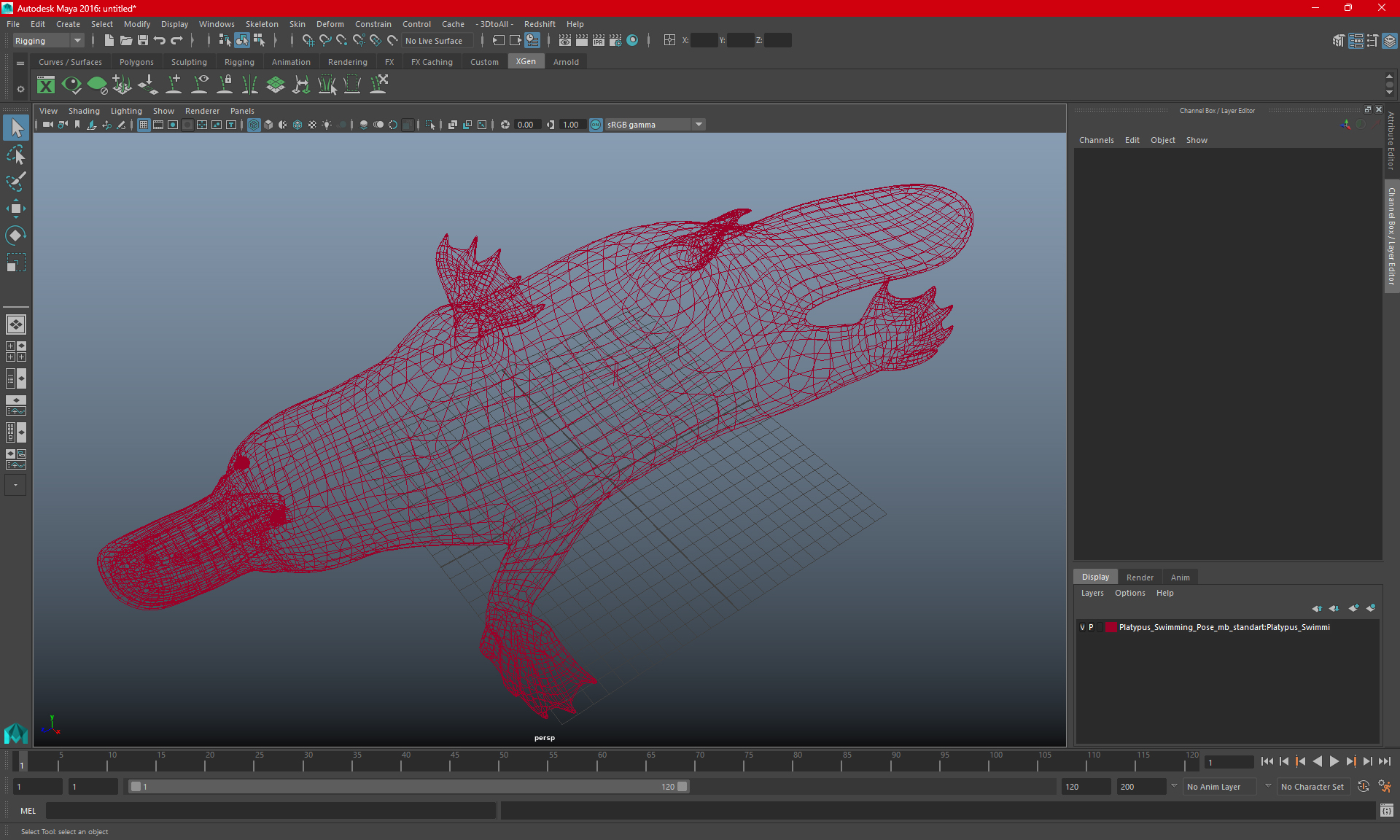 Platypus Swimming Pose 3D