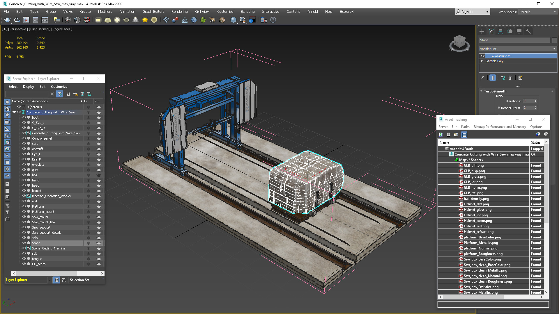 3D model Concrete Cutting with Wire Saw