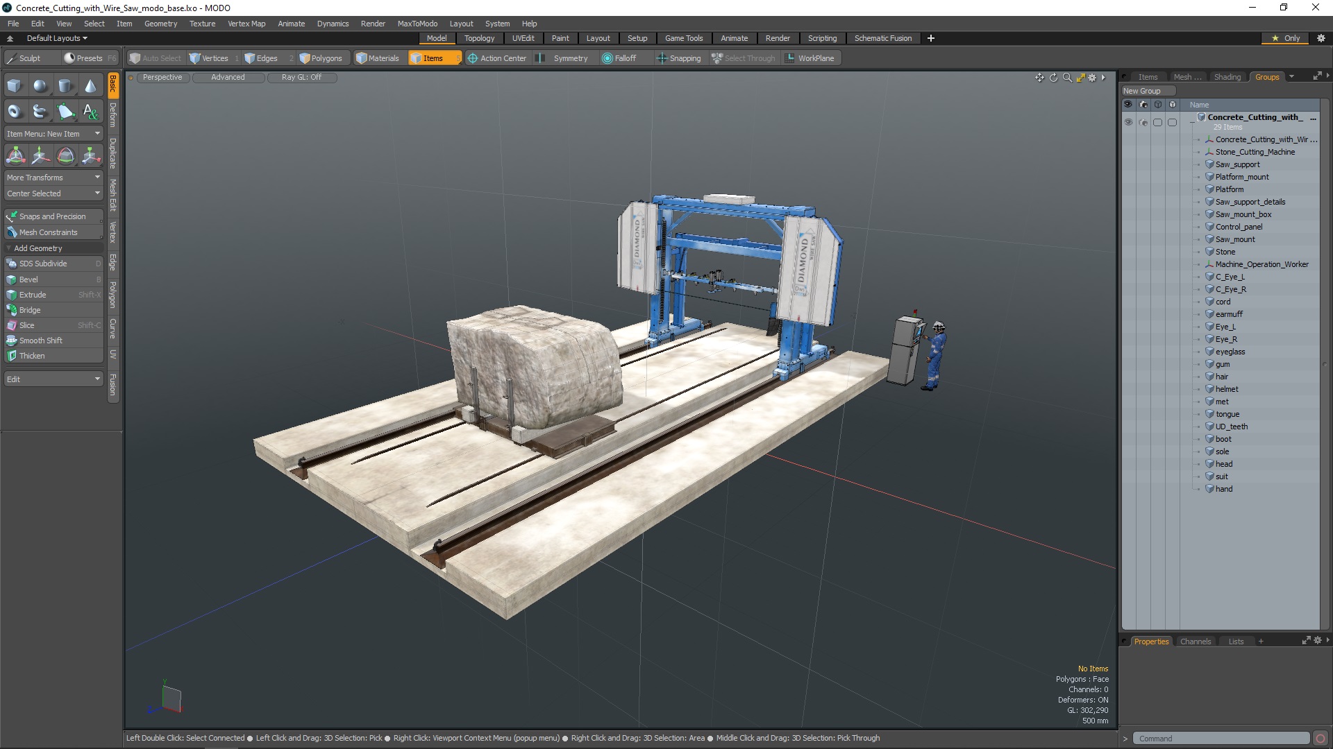 3D model Concrete Cutting with Wire Saw