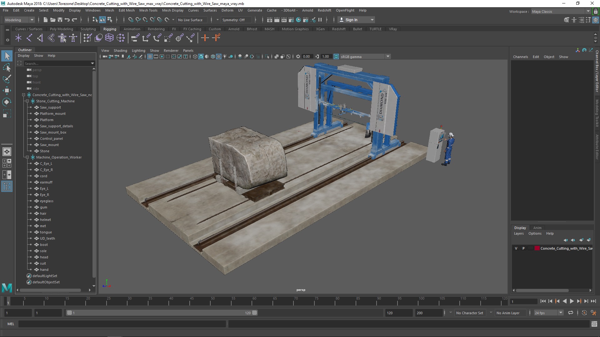 3D model Concrete Cutting with Wire Saw