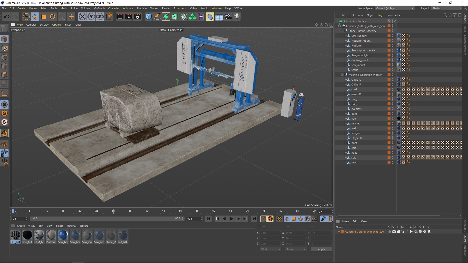3D model Concrete Cutting with Wire Saw