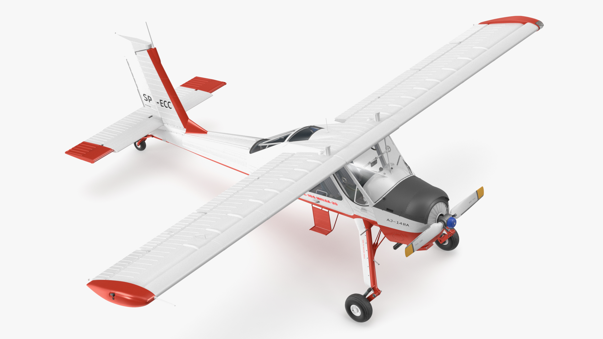 Utility Airplane PZL 104 Wilga White Rigged for Cinema 4D 3D