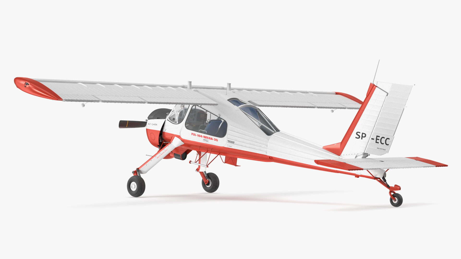 Utility Airplane PZL 104 Wilga White Rigged for Cinema 4D 3D
