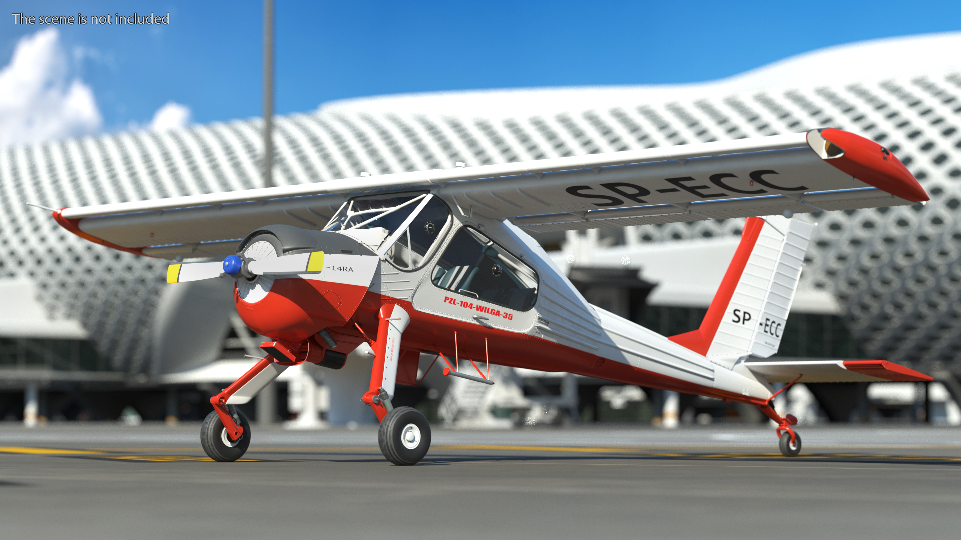 Utility Airplane PZL 104 Wilga White Rigged for Cinema 4D 3D