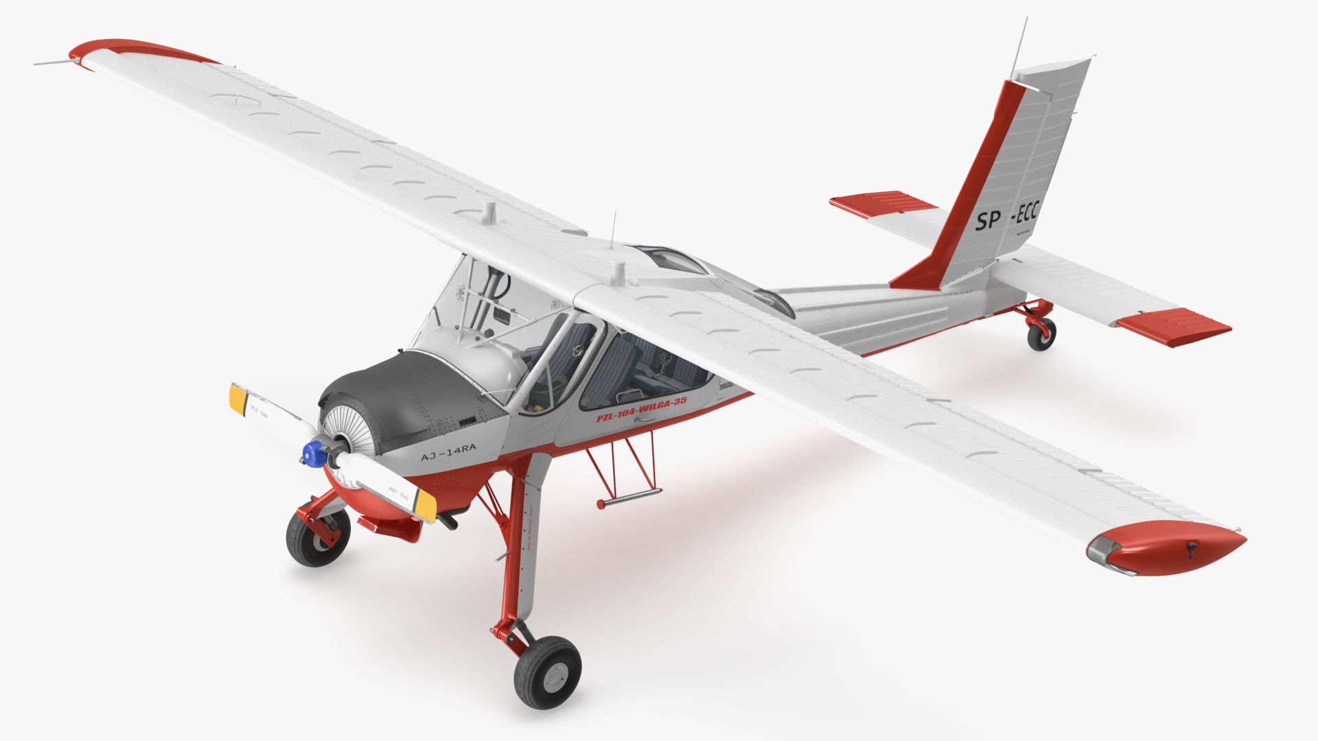 Utility Airplane PZL 104 Wilga White Rigged for Cinema 4D 3D