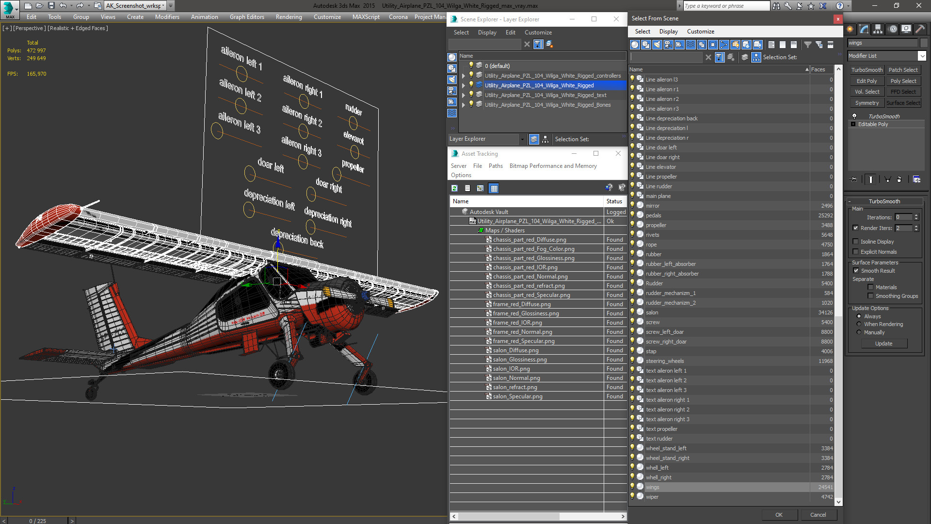 Utility Airplane PZL 104 Wilga White Rigged for Cinema 4D 3D