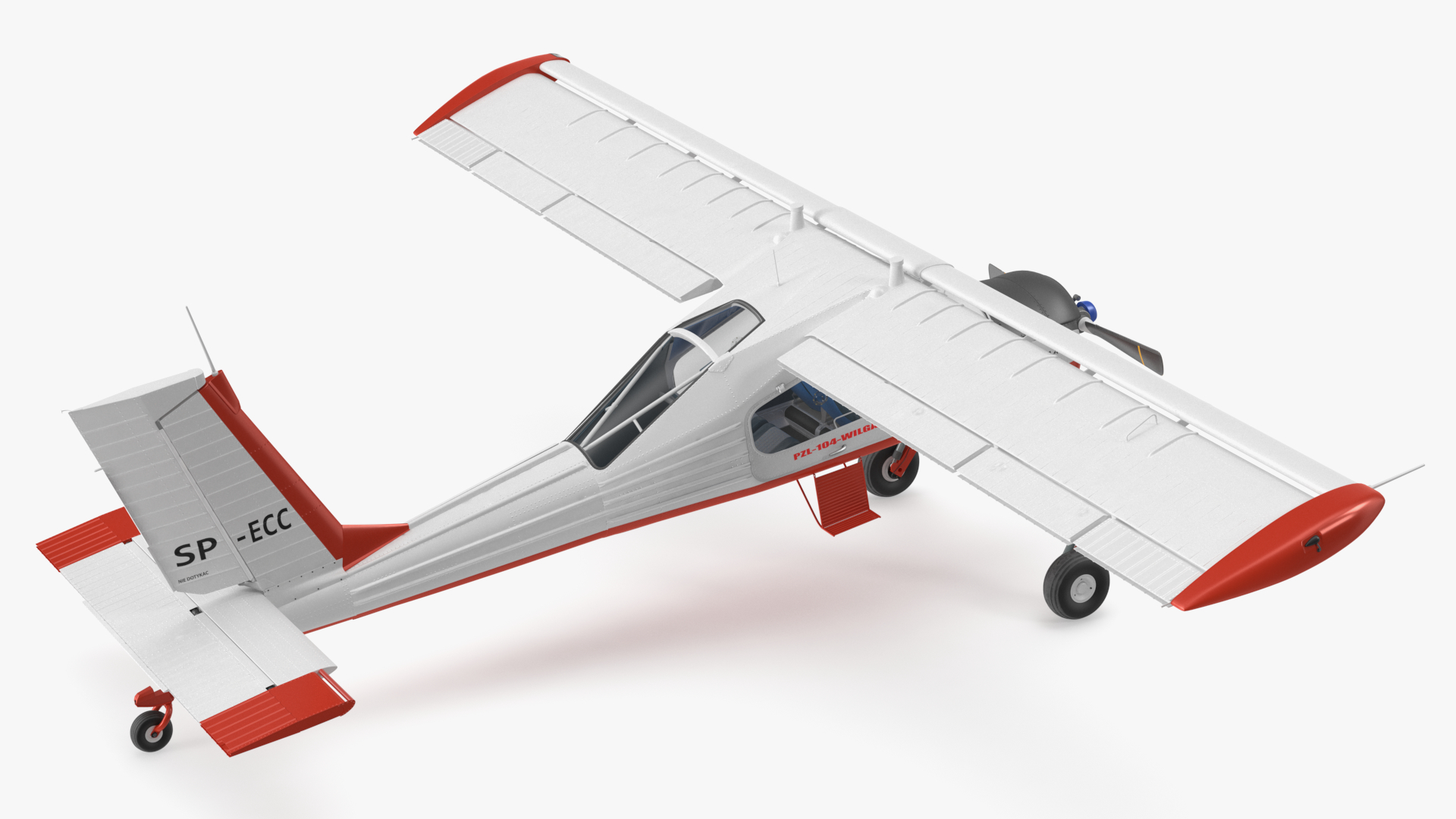 Utility Airplane PZL 104 Wilga White Rigged for Cinema 4D 3D