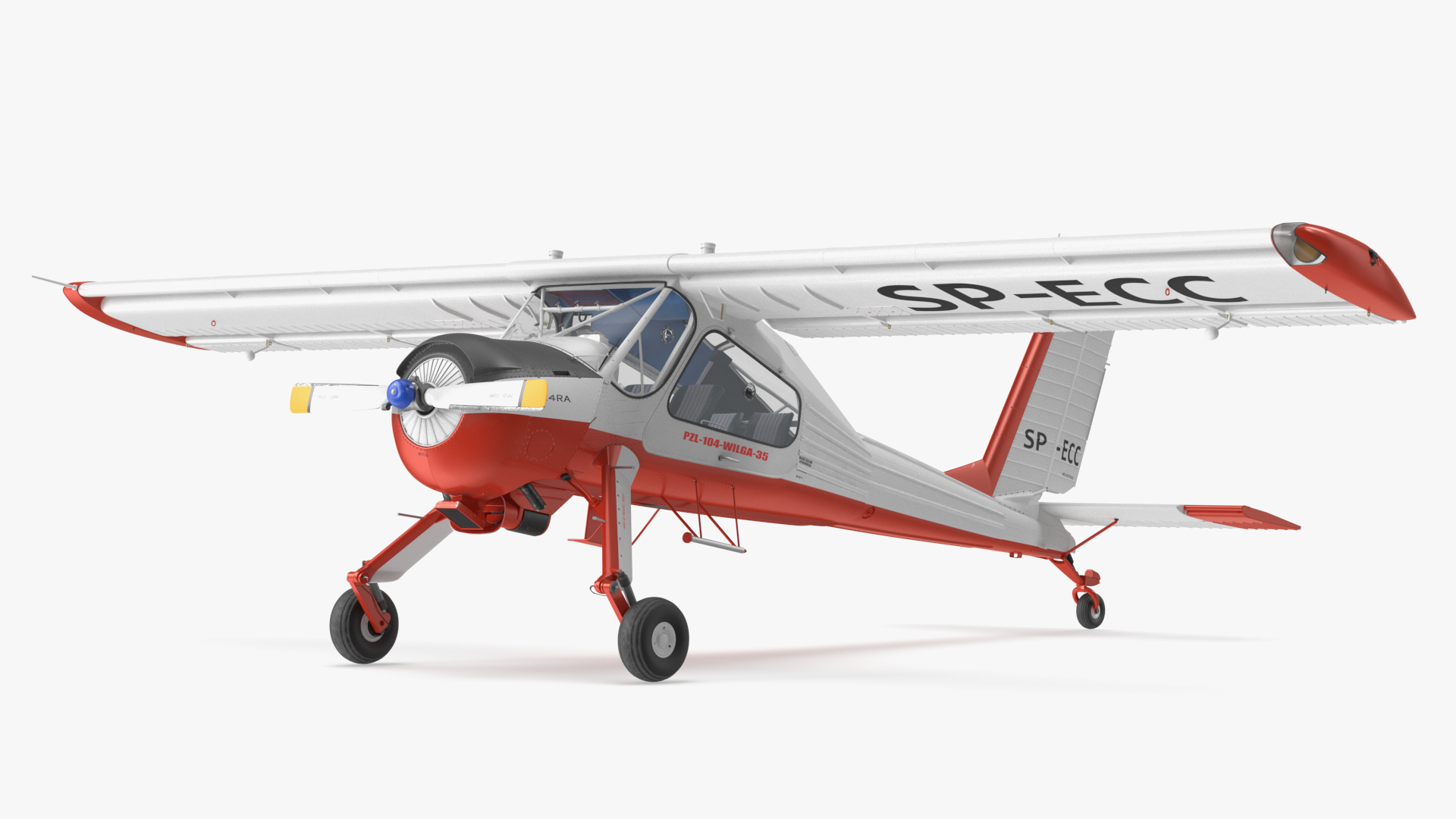 Utility Airplane PZL 104 Wilga White Rigged for Cinema 4D 3D