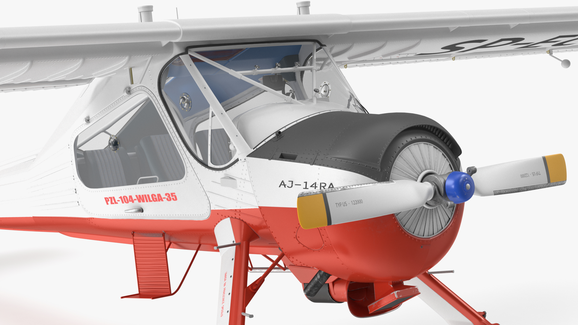 Utility Airplane PZL 104 Wilga White Rigged for Cinema 4D 3D
