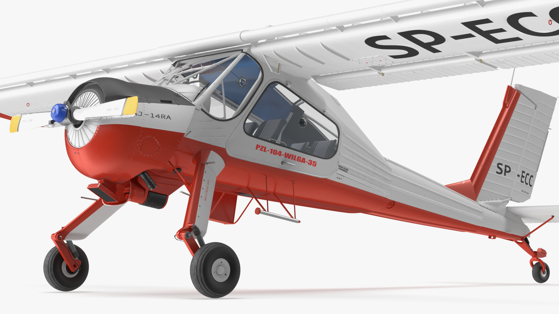 Utility Airplane PZL 104 Wilga White Rigged for Cinema 4D 3D