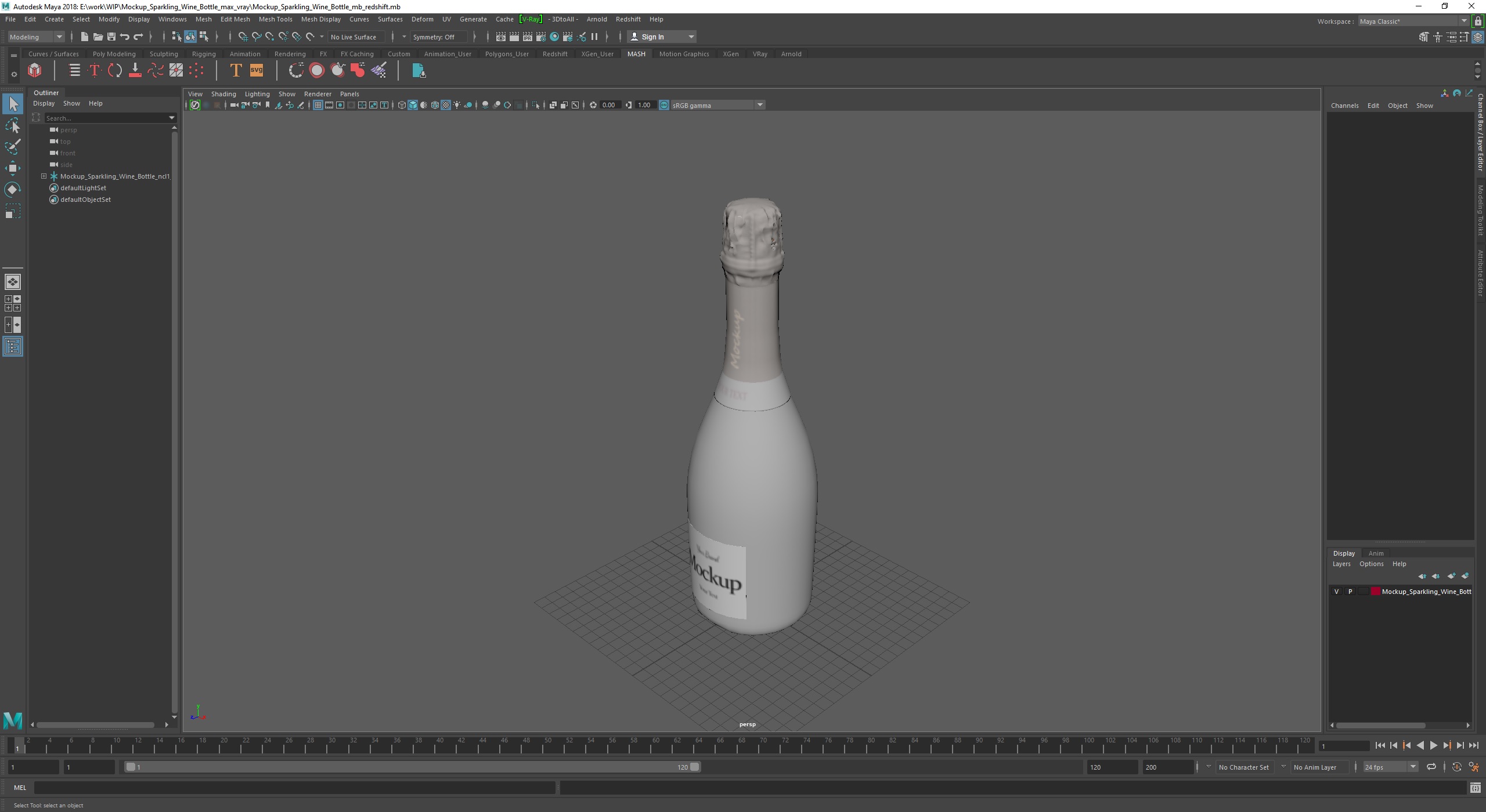 3D Mockup Sparkling Wine Bottle model